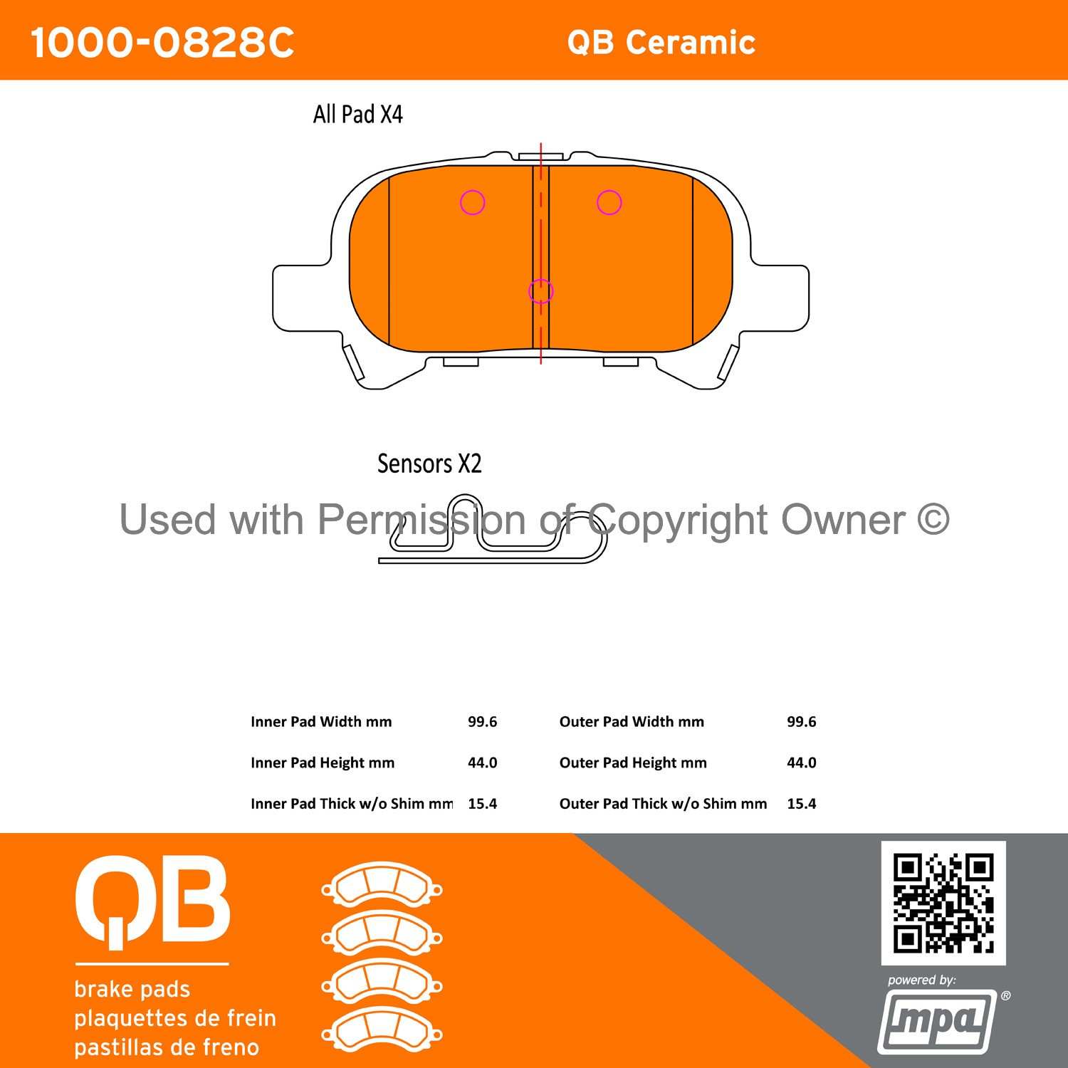 Other View of Rear Disc Brake Pad Set MPA 1000-0828C