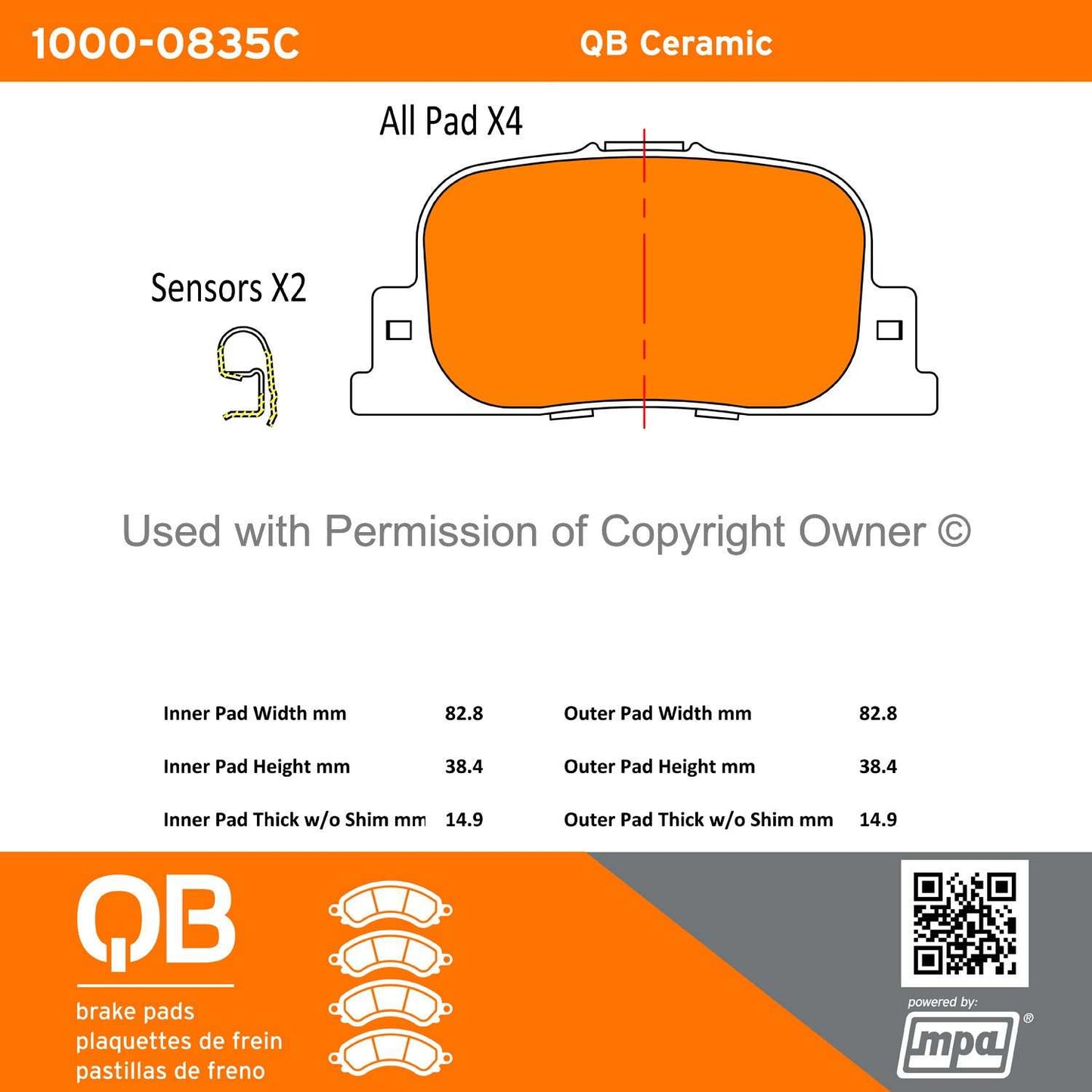 Other View of Rear Disc Brake Pad Set MPA 1000-0835C