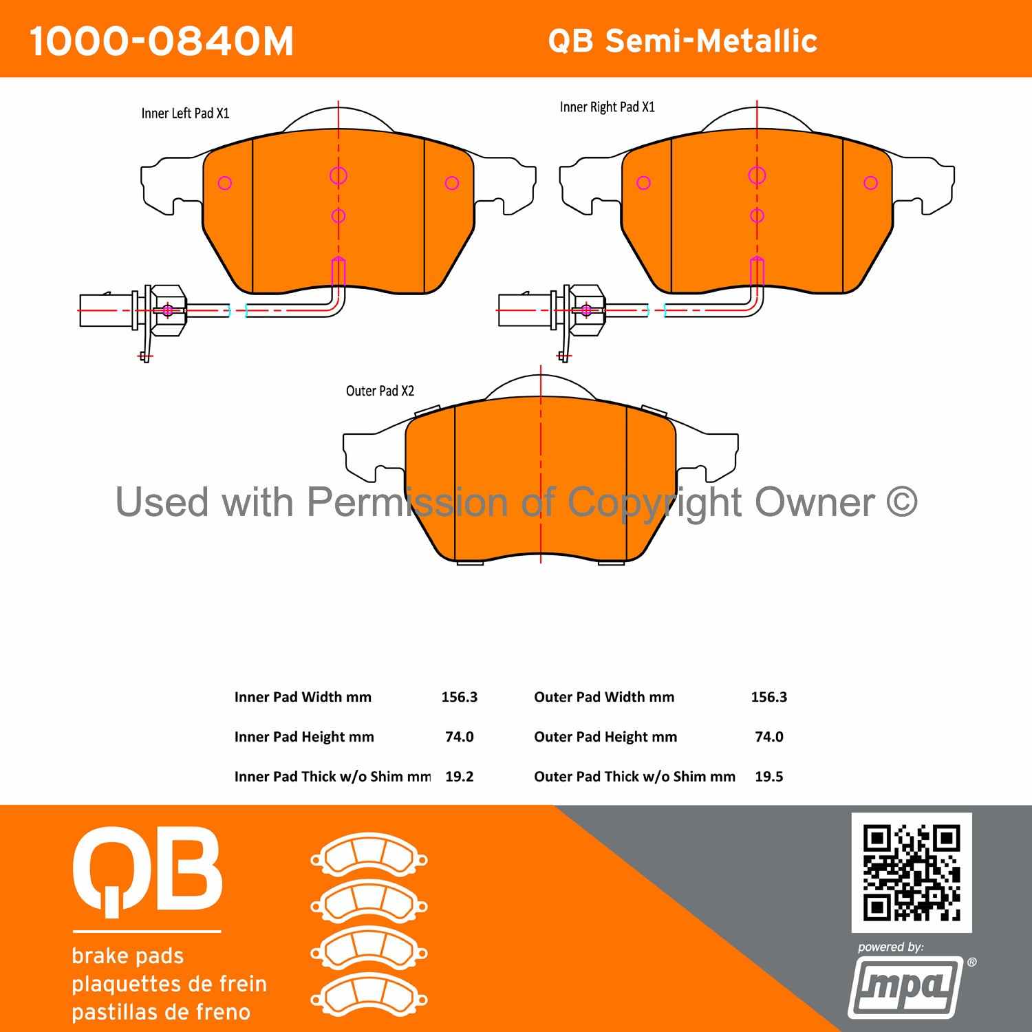 Other View of Front Disc Brake Pad Set MPA 1000-0840M