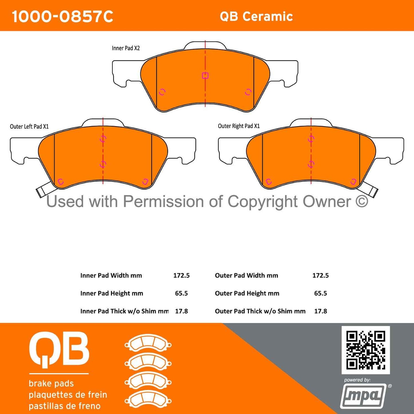 Other View of Front Disc Brake Pad Set MPA 1000-0857C