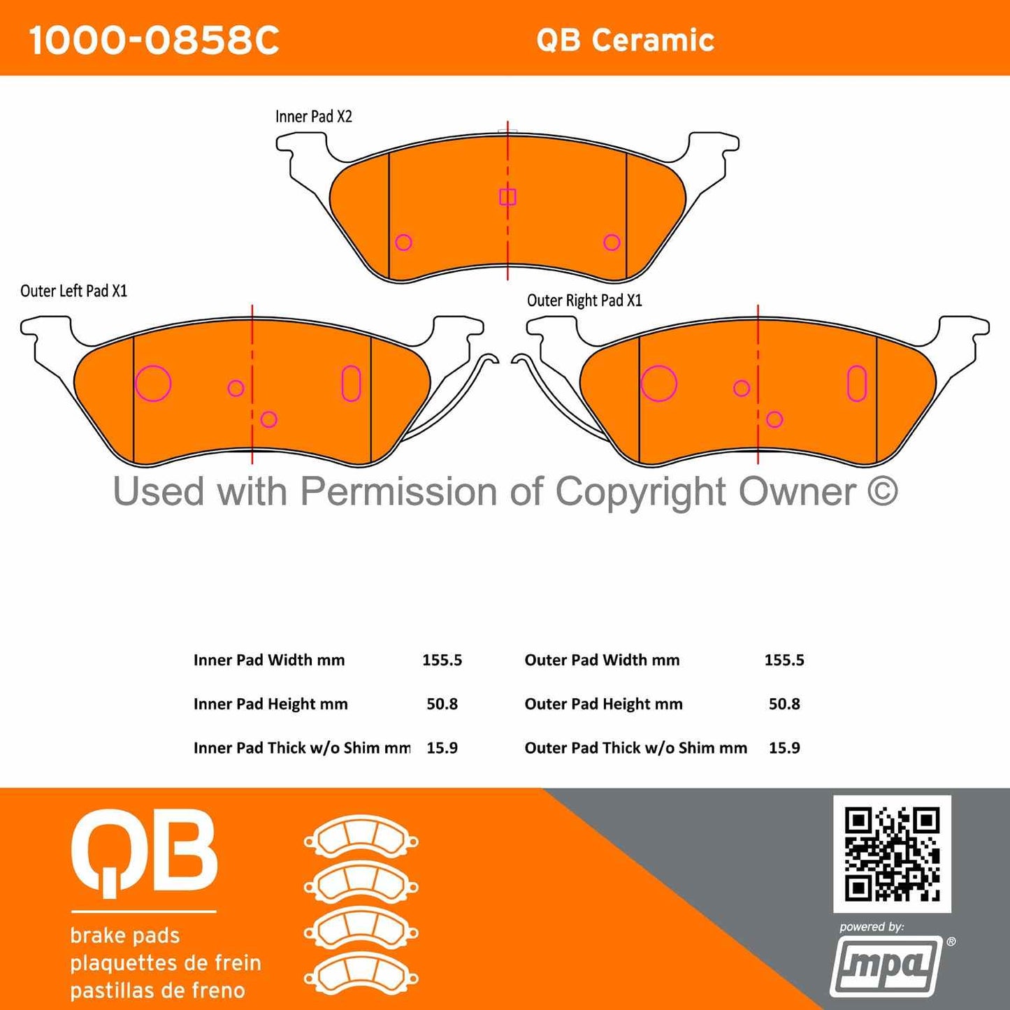 Other View of Rear Disc Brake Pad Set MPA 1000-0858C