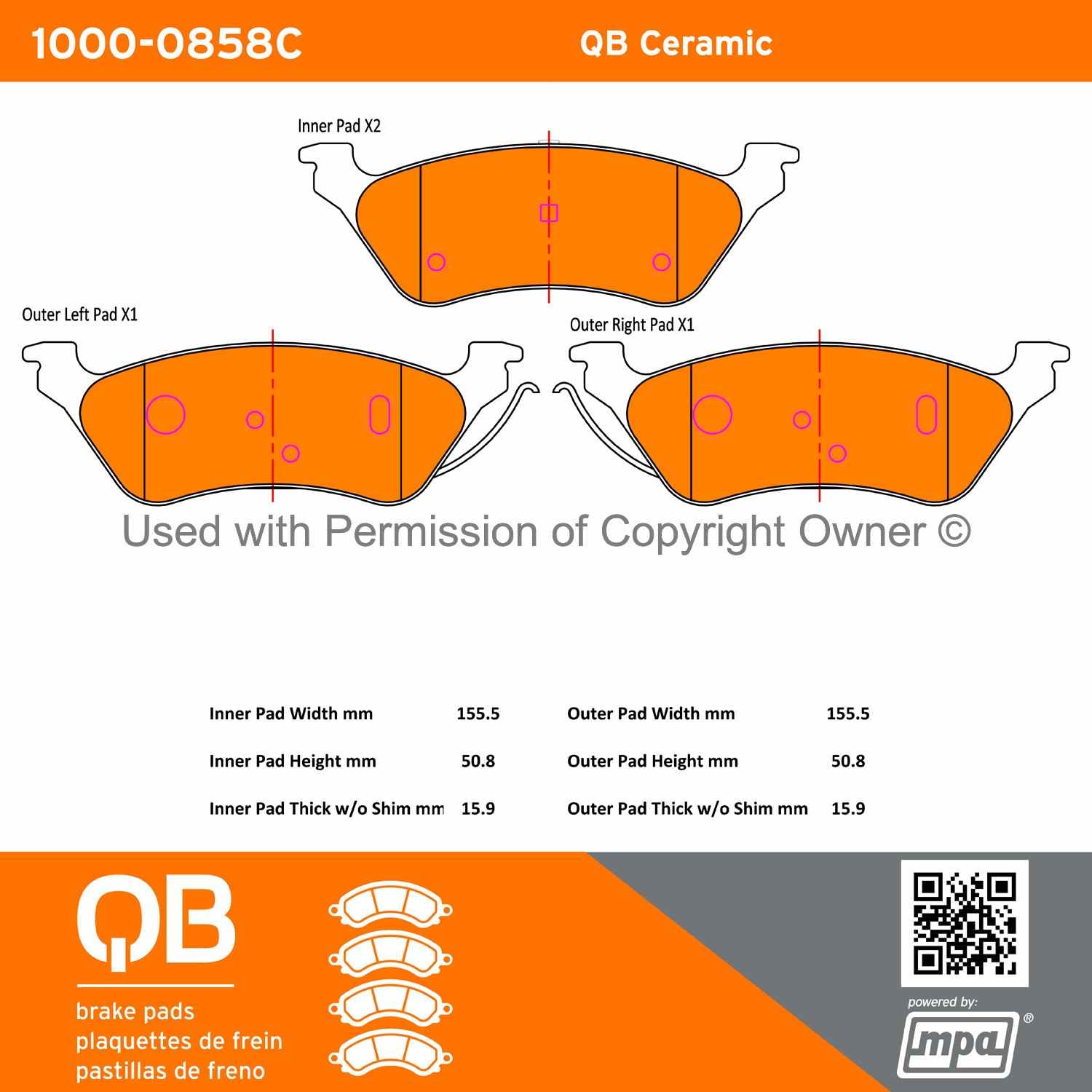 Other View of Rear Disc Brake Pad Set MPA 1000-0858C