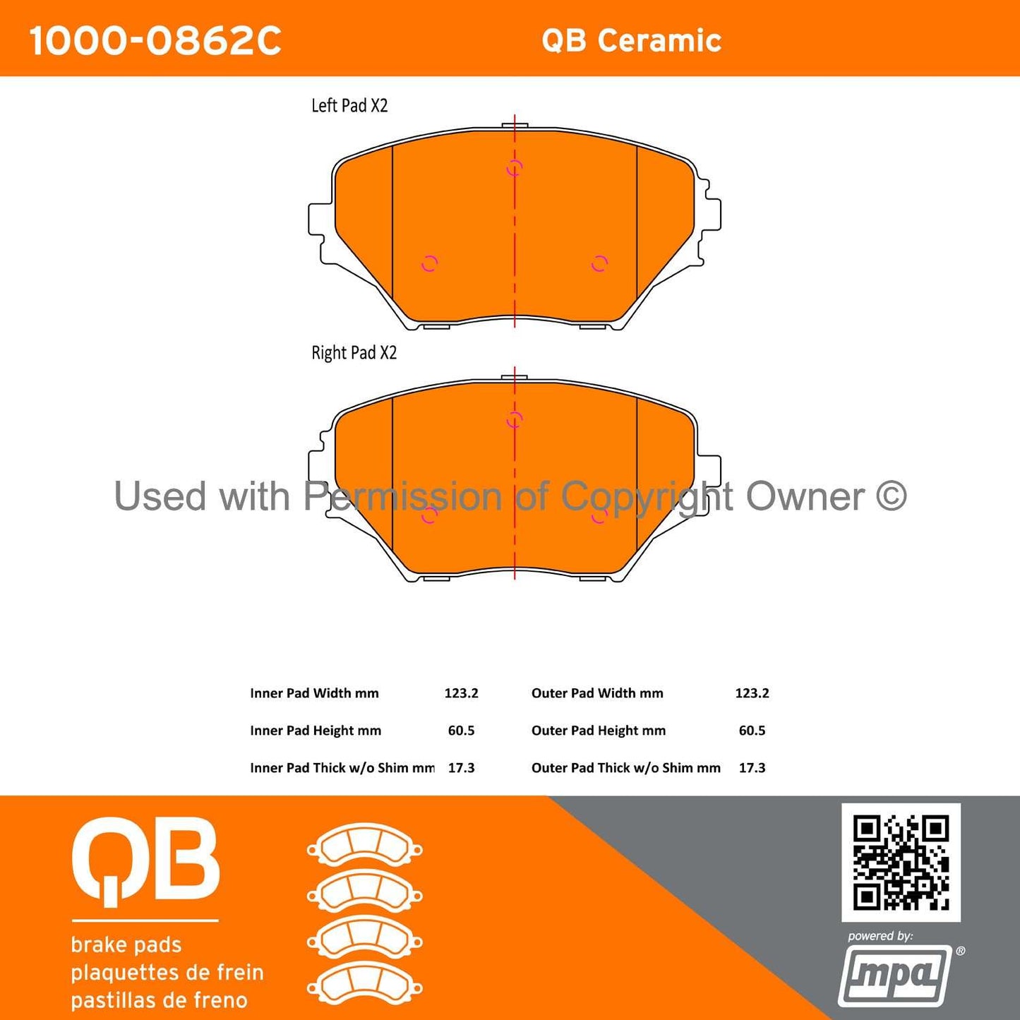 Other View of Front Disc Brake Pad Set MPA 1000-0862C