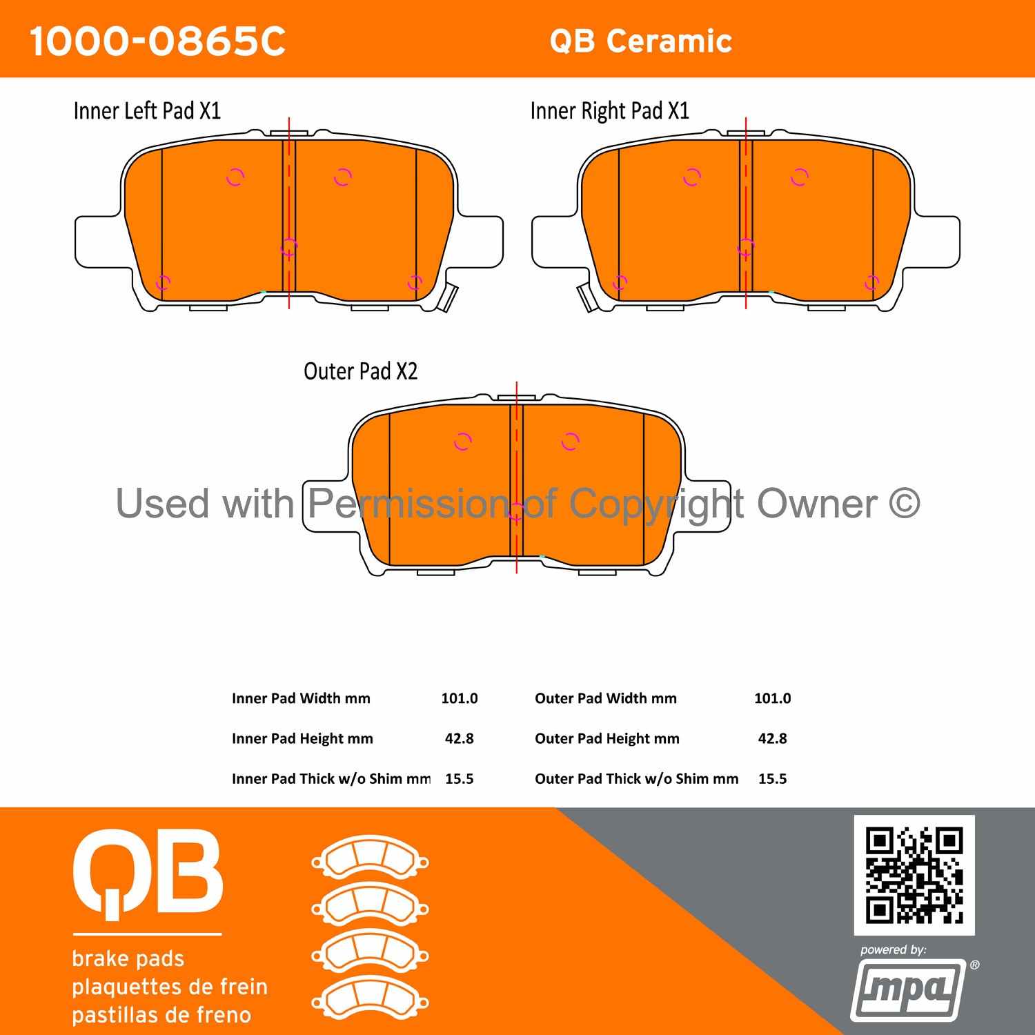 Other View of Rear Disc Brake Pad Set MPA 1000-0865C