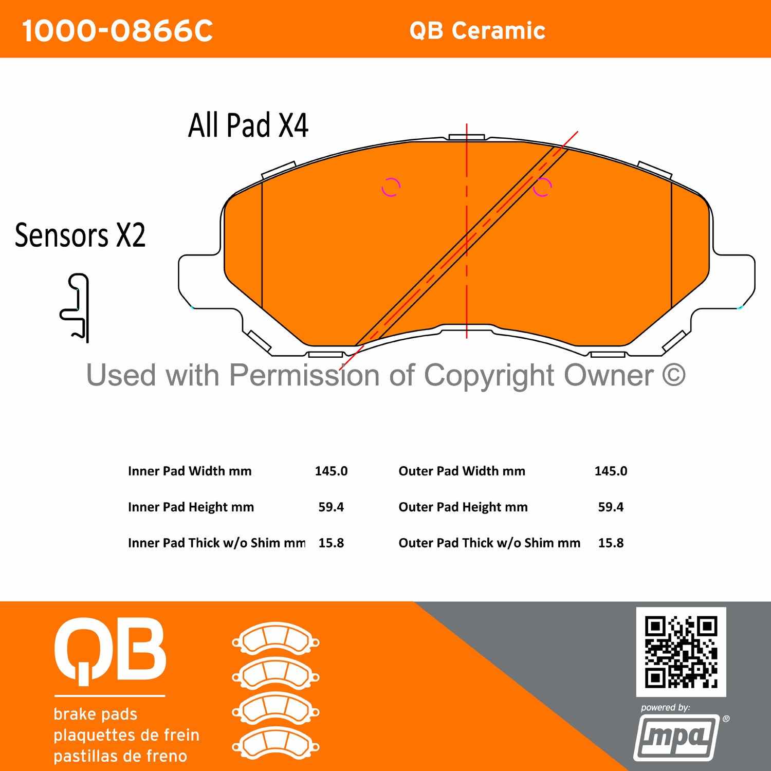 Other View of Front Disc Brake Pad Set MPA 1000-0866C