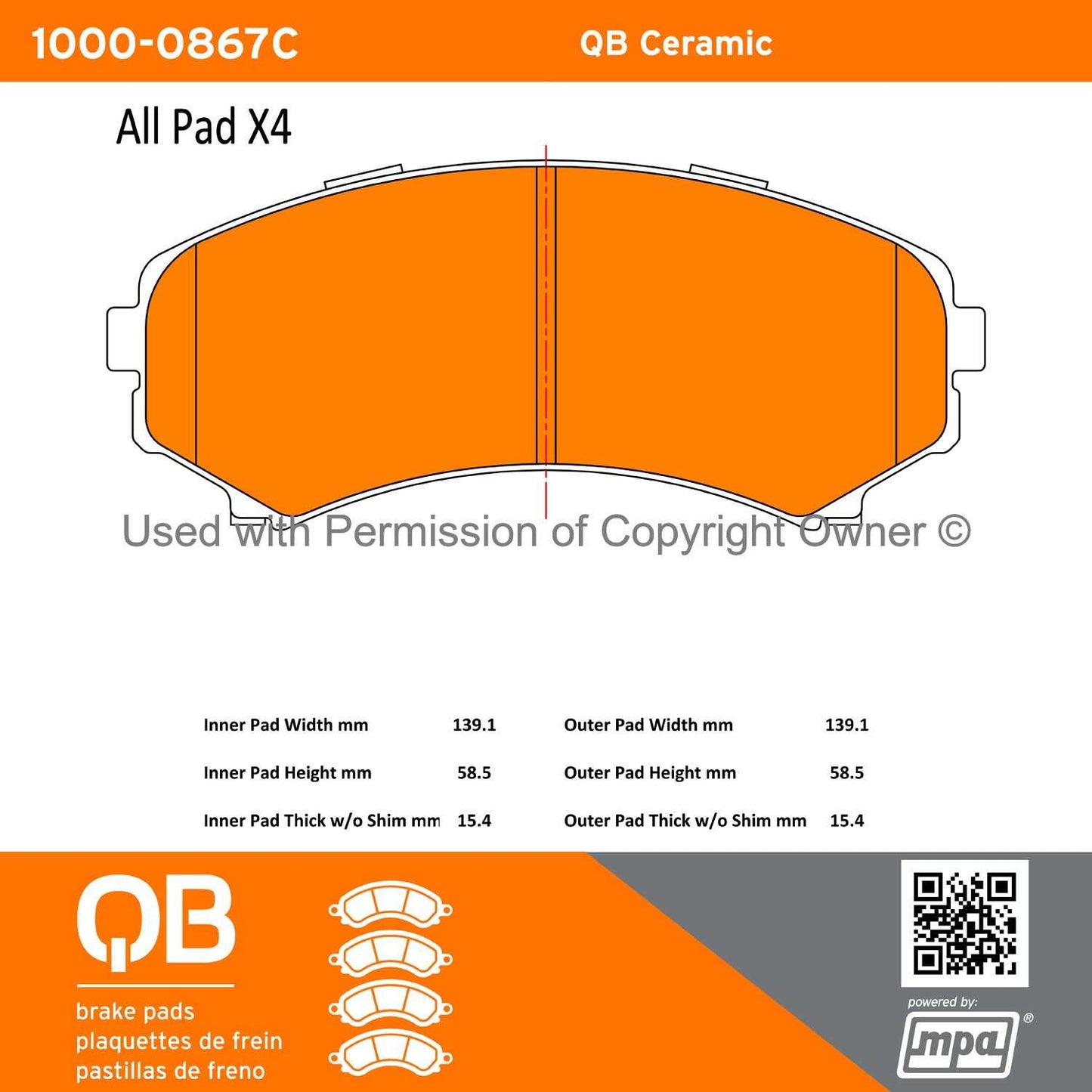 Other View of Front Disc Brake Pad Set MPA 1000-0867C