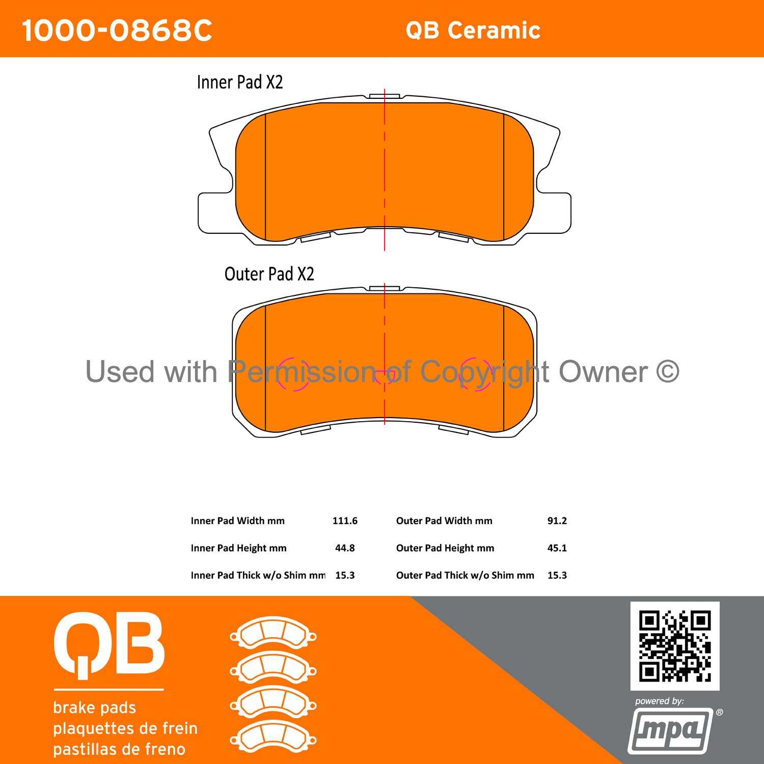 Other View of Rear Disc Brake Pad Set MPA 1000-0868C