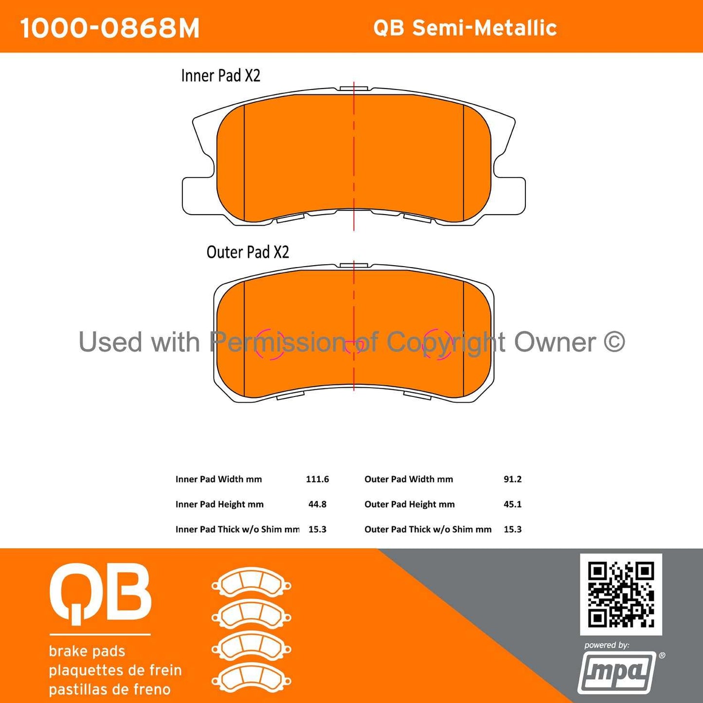 Other View of Rear Disc Brake Pad Set MPA 1000-0868M