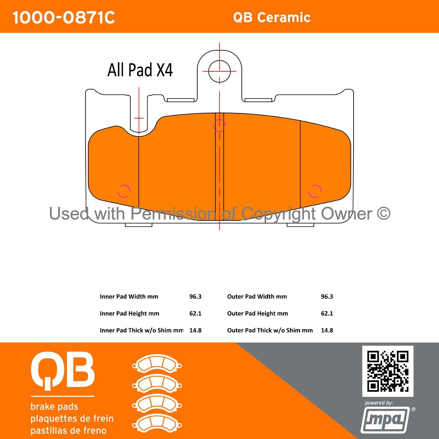 Other View of Rear Disc Brake Pad Set MPA 1000-0871C