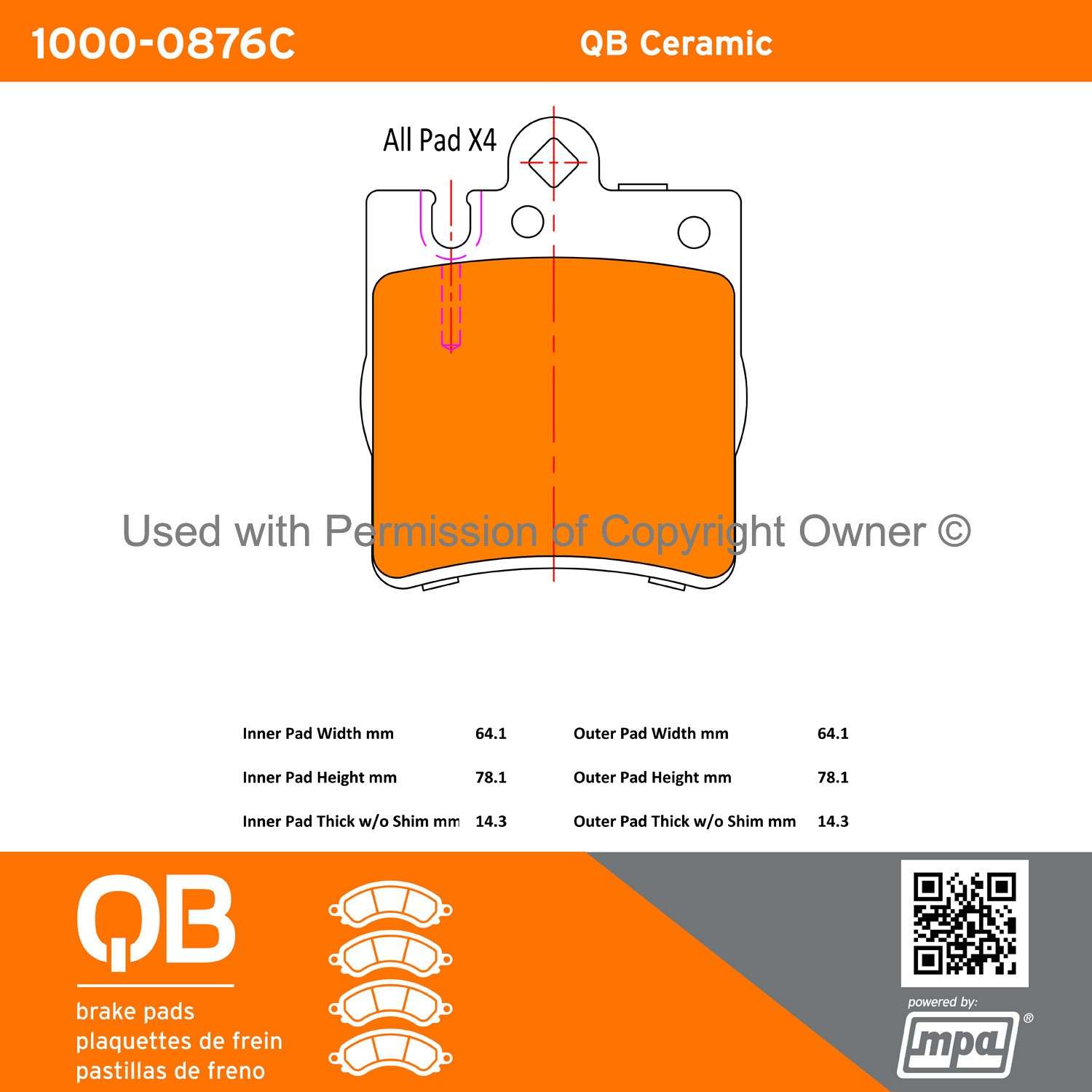 Other View of Rear Disc Brake Pad Set MPA 1000-0876C