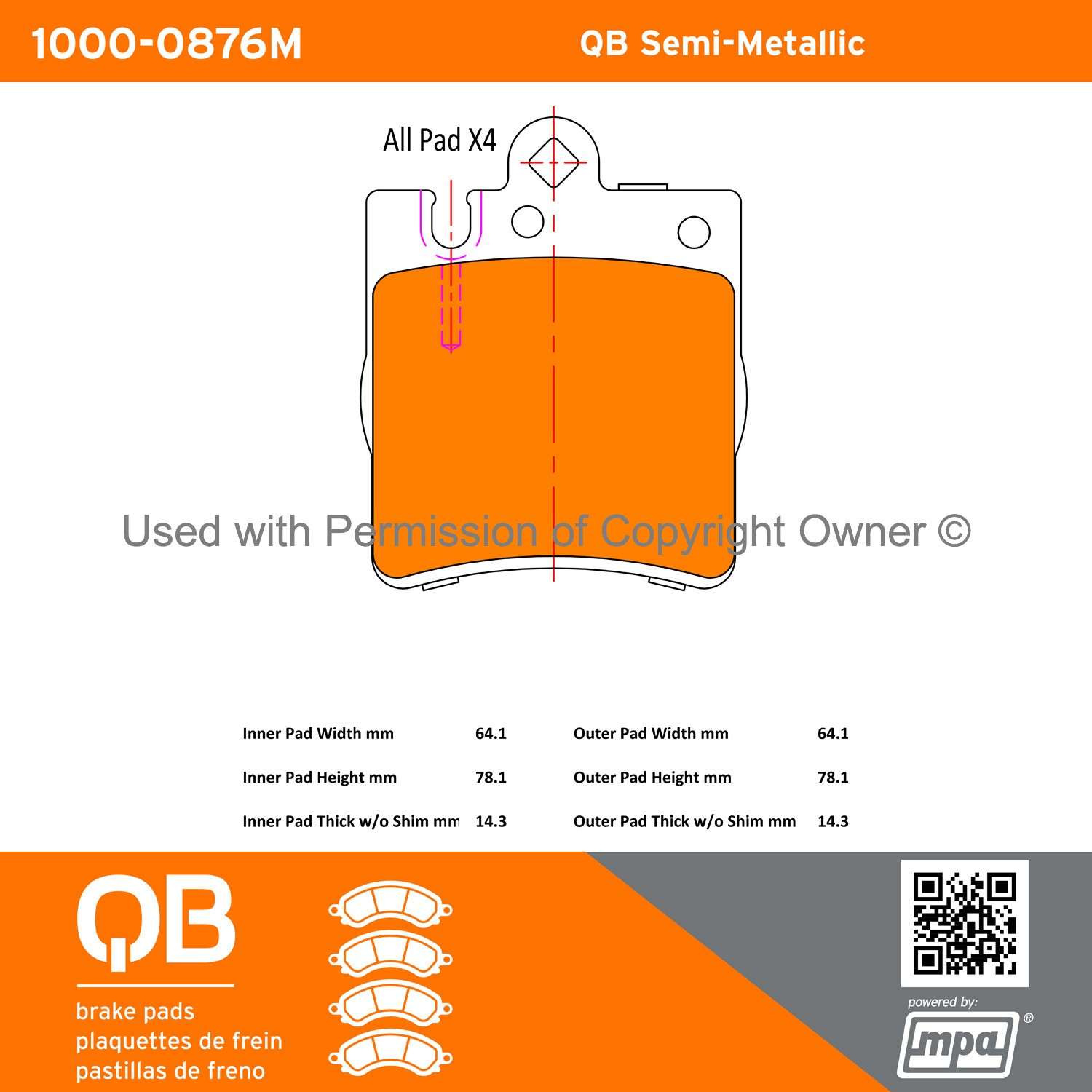 Other View of Rear Disc Brake Pad Set MPA 1000-0876M