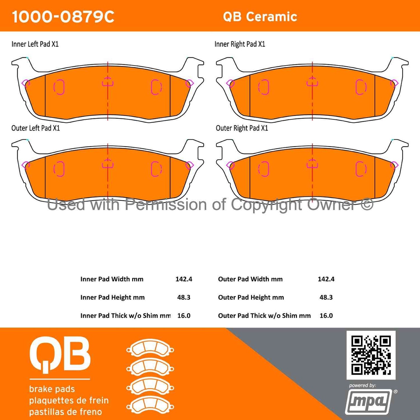 Other View of Rear Disc Brake Pad Set MPA 1000-0879C