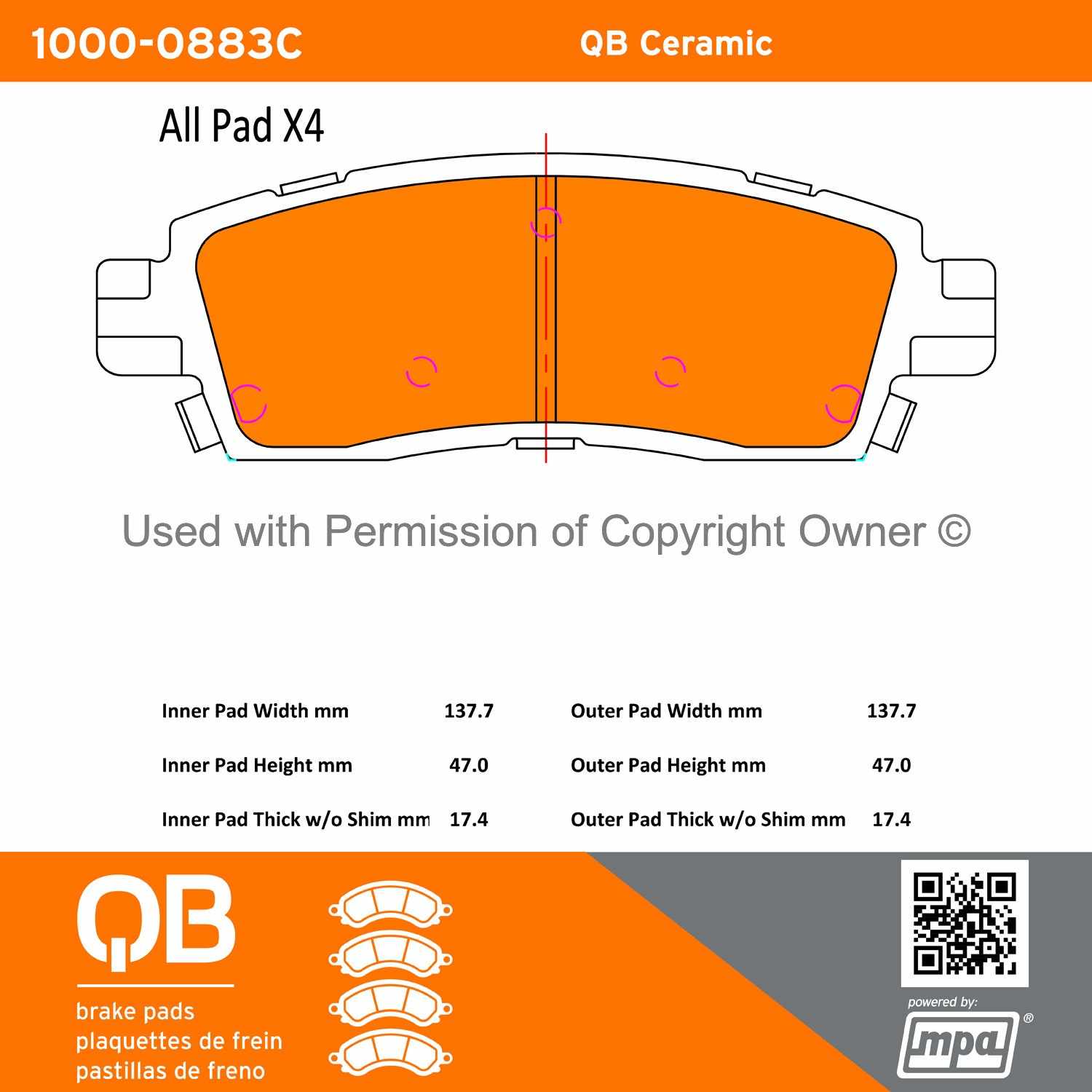 Other View of Rear Disc Brake Pad Set MPA 1000-0883C