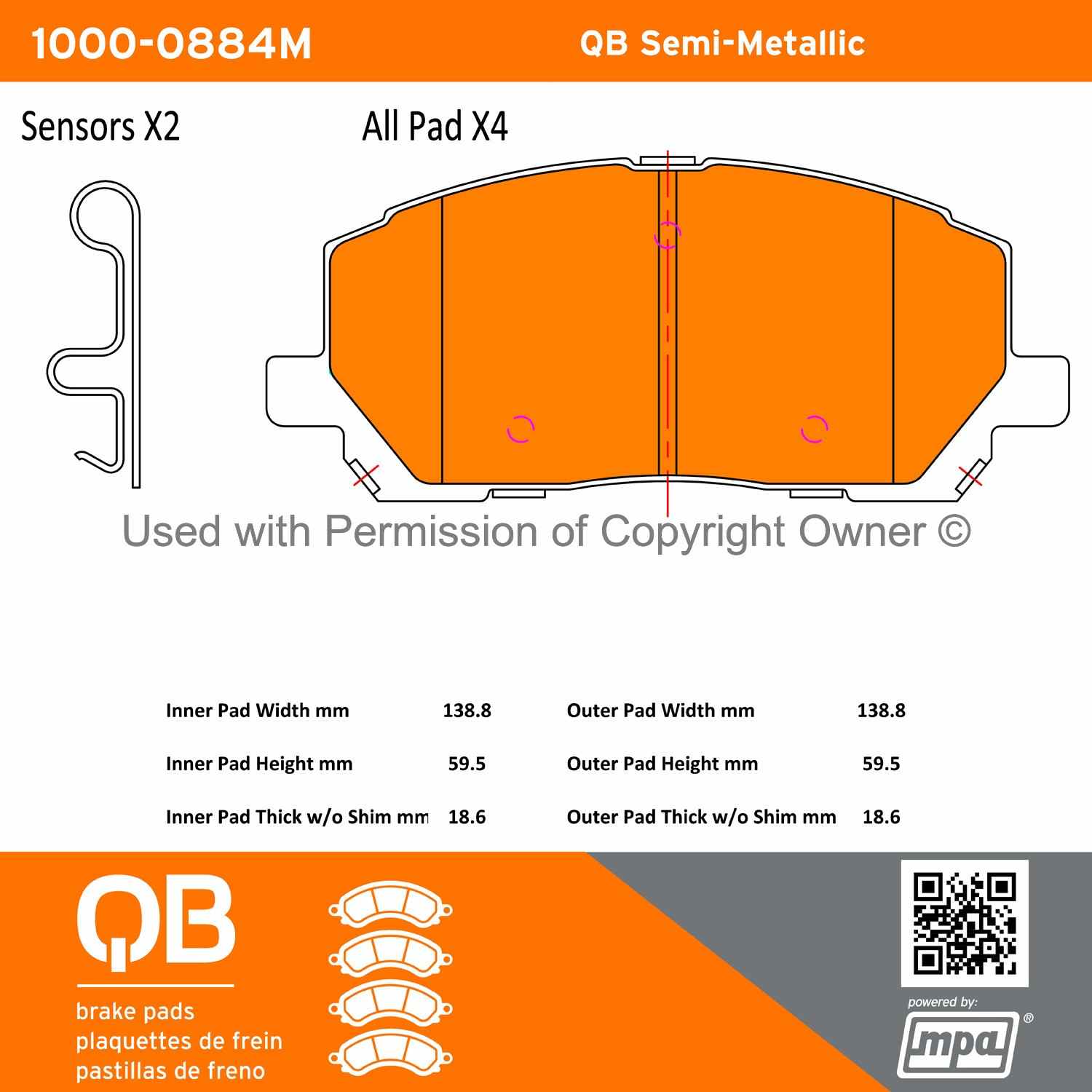 Other View of Front Disc Brake Pad Set MPA 1000-0884M