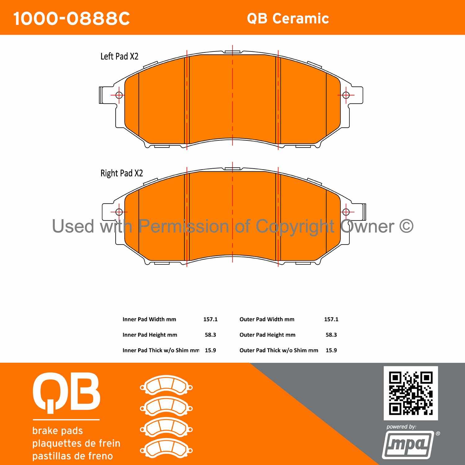 Other View of Front Disc Brake Pad Set MPA 1000-0888C