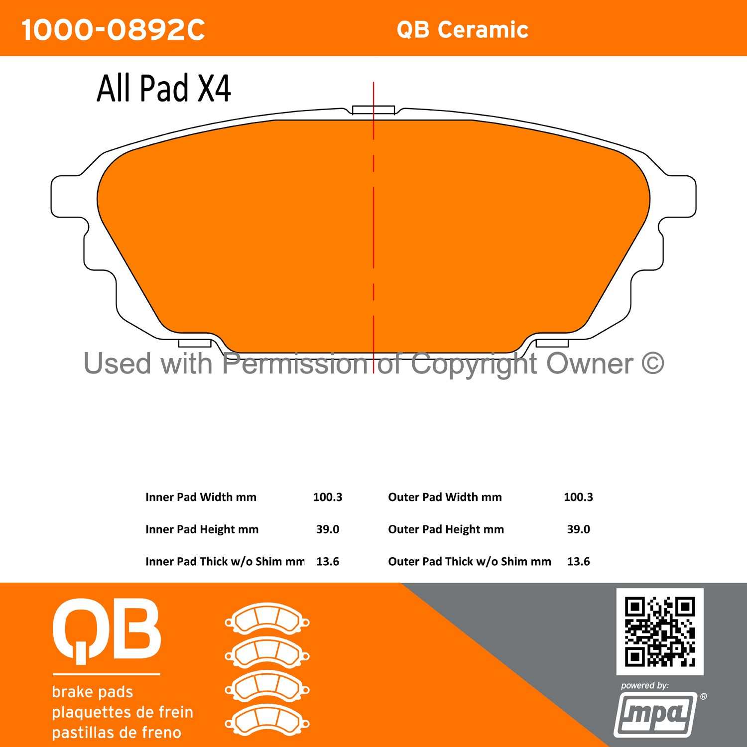 Other View of Rear Disc Brake Pad Set MPA 1000-0892C