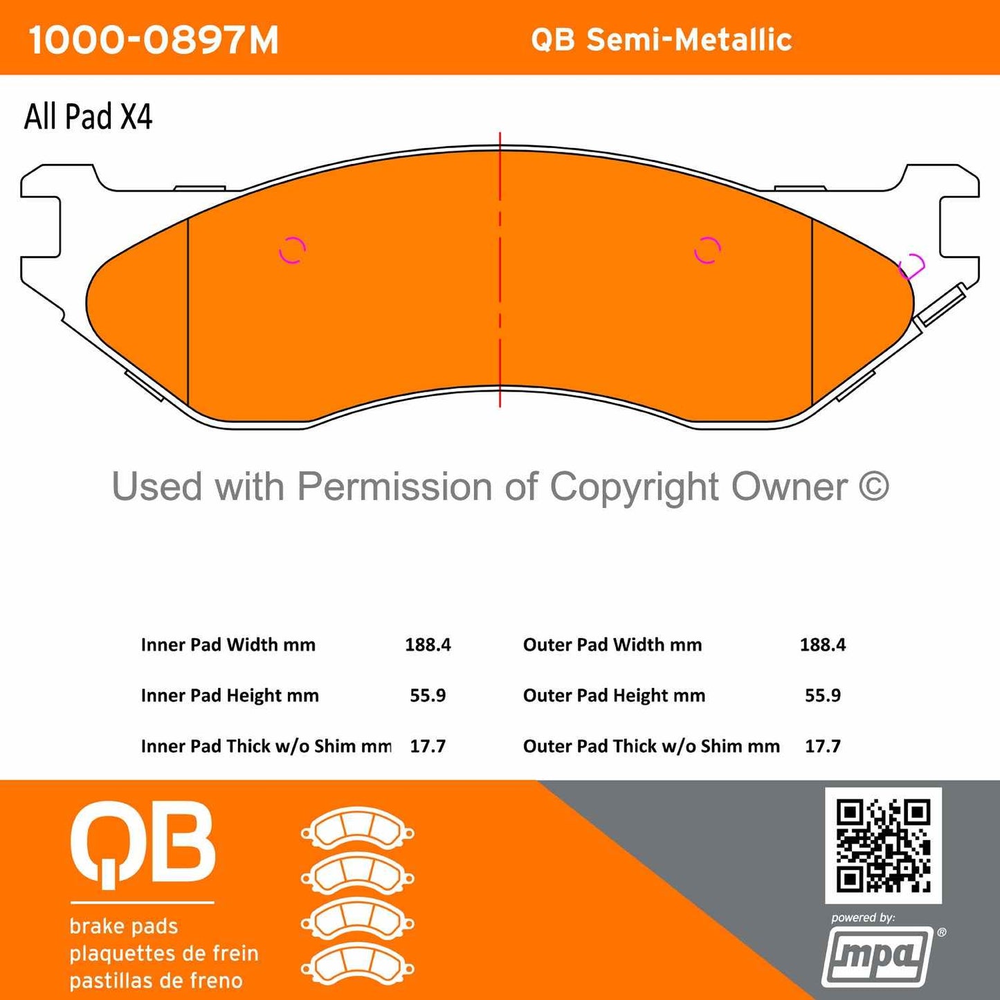 Other View of Front Disc Brake Pad Set MPA 1000-0897M