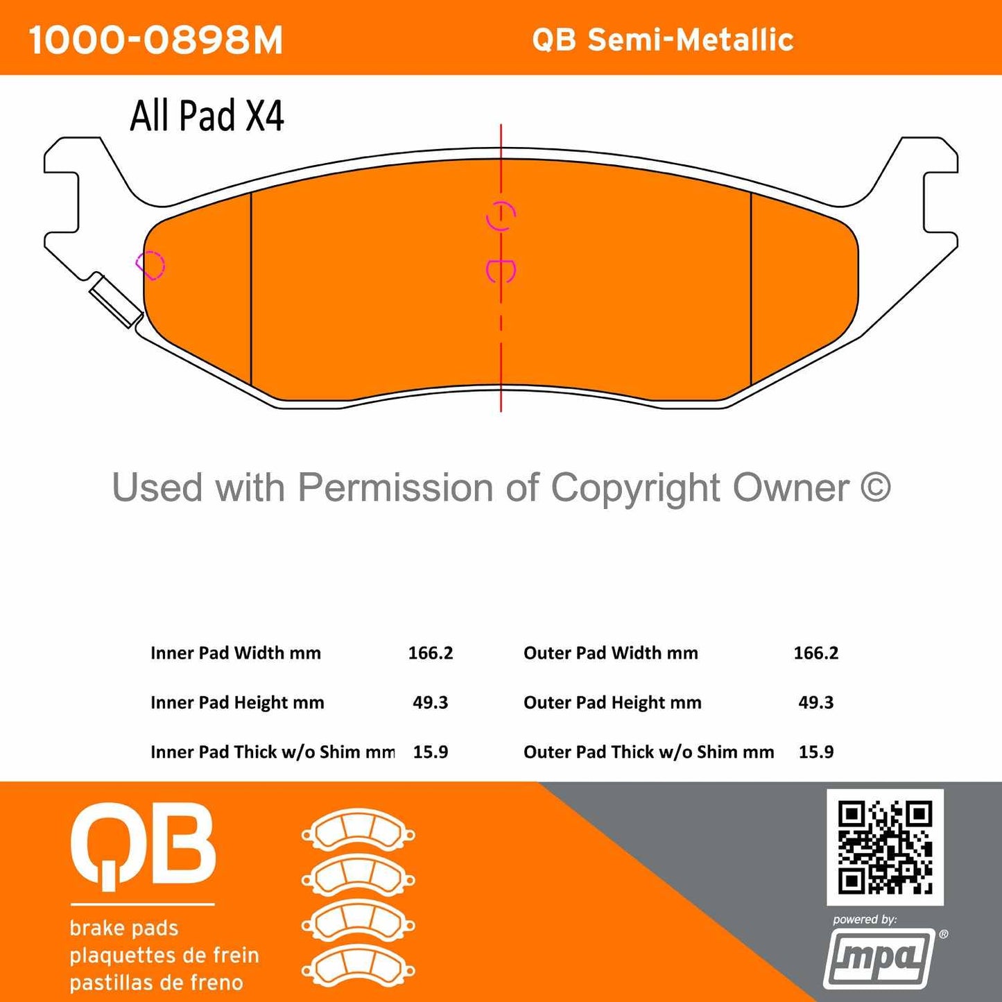 Other View of Rear Disc Brake Pad Set MPA 1000-0898M