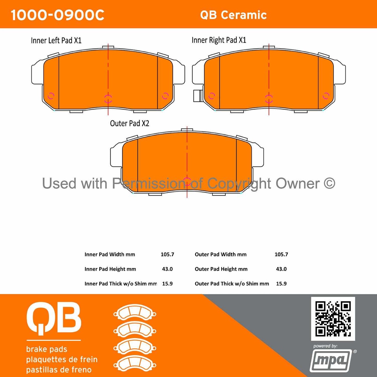 Other View of Rear Disc Brake Pad Set MPA 1000-0900C