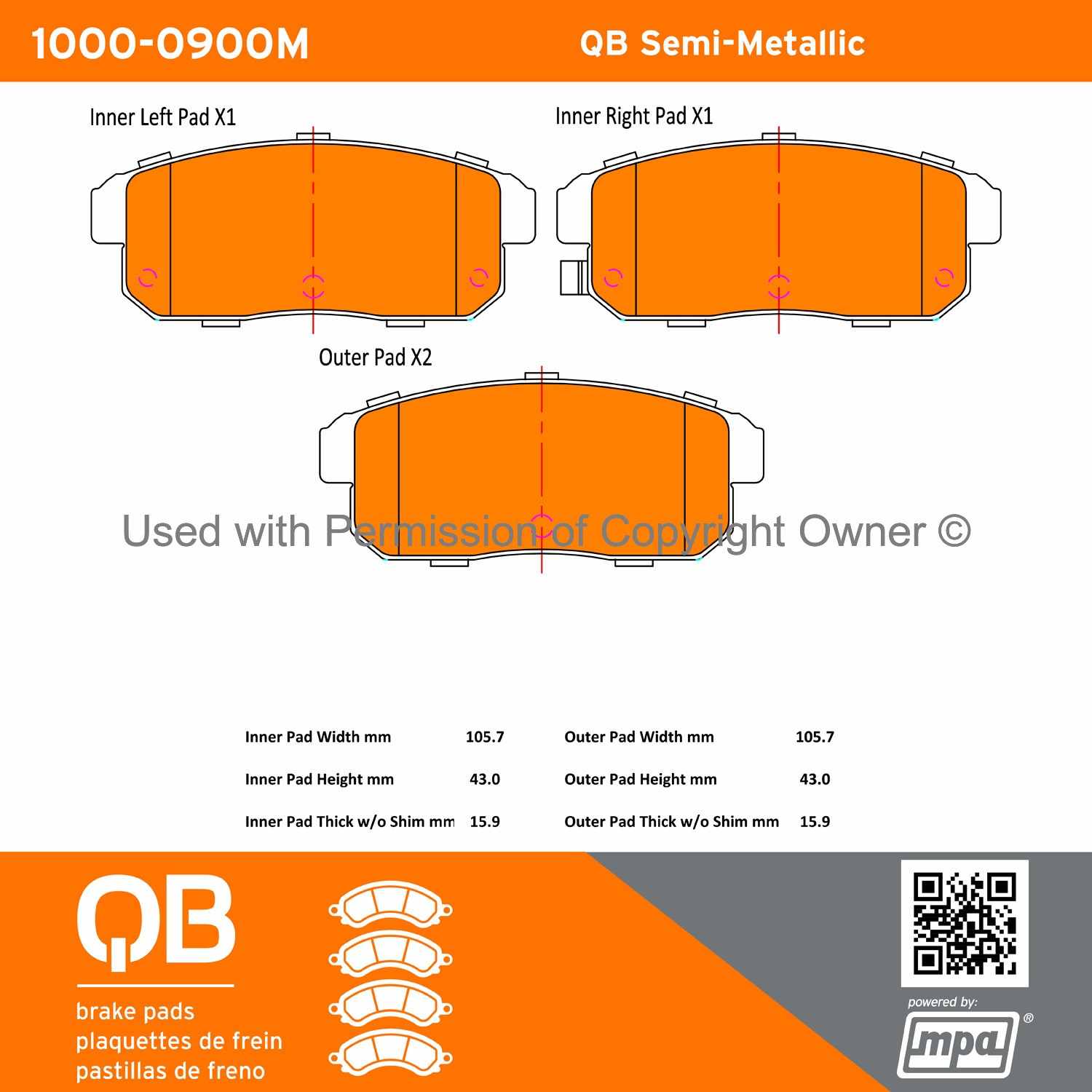 Other View of Rear Disc Brake Pad Set MPA 1000-0900M