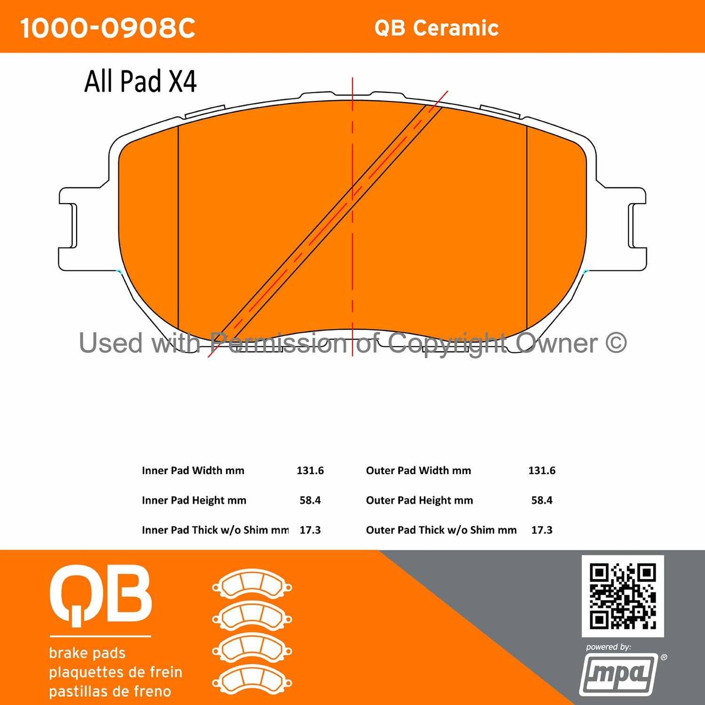 Other View of Front Disc Brake Pad Set MPA 1000-0908C