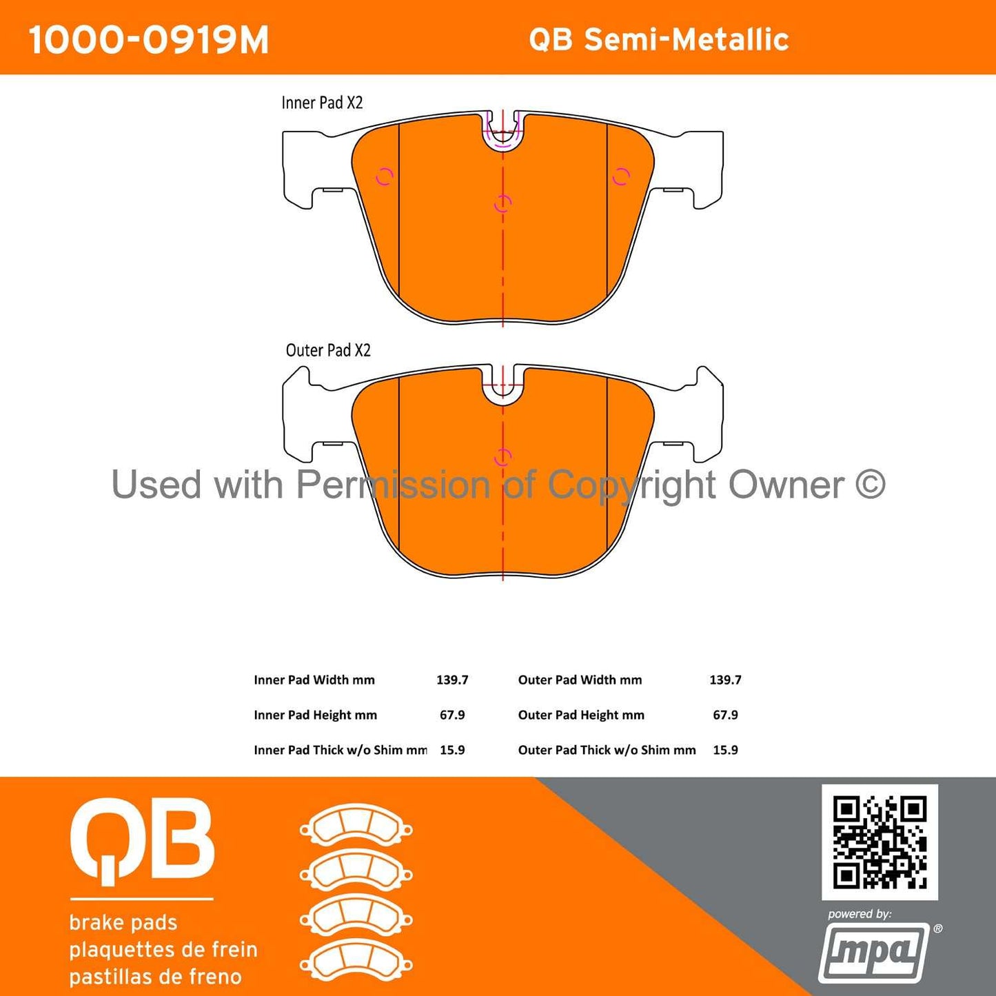 Other View of Rear Disc Brake Pad Set MPA 1000-0919M