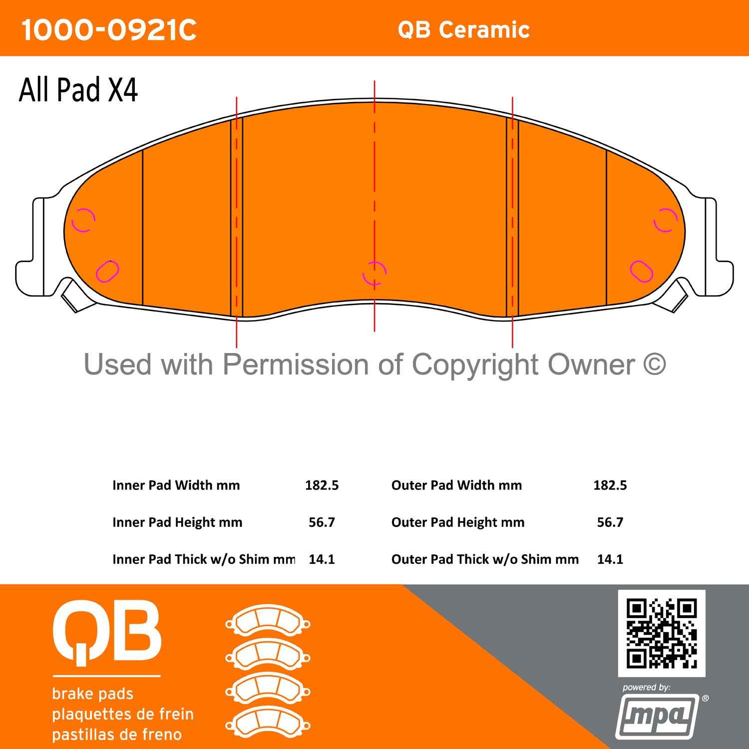 Other View of Front Disc Brake Pad Set MPA 1000-0921C