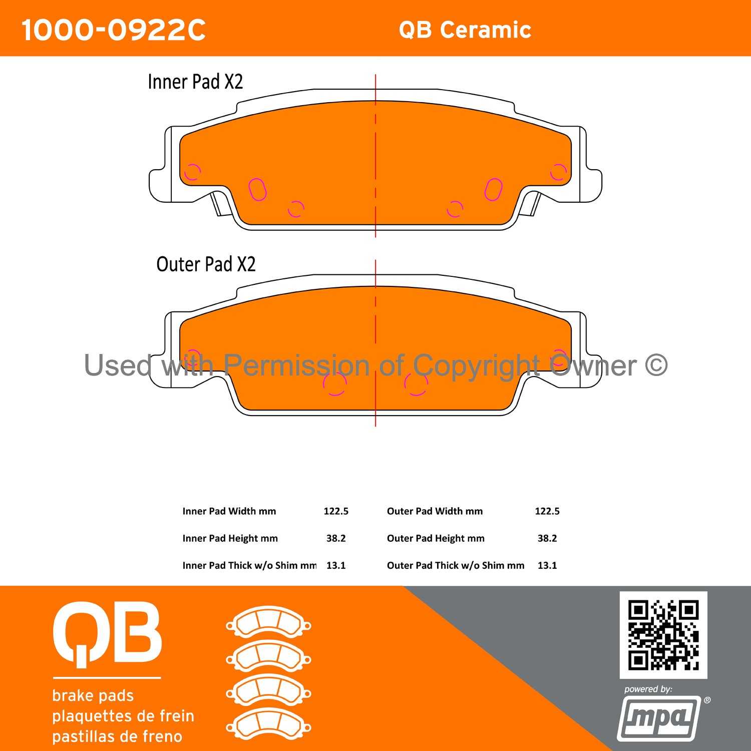 Other View of Rear Disc Brake Pad Set MPA 1000-0922C