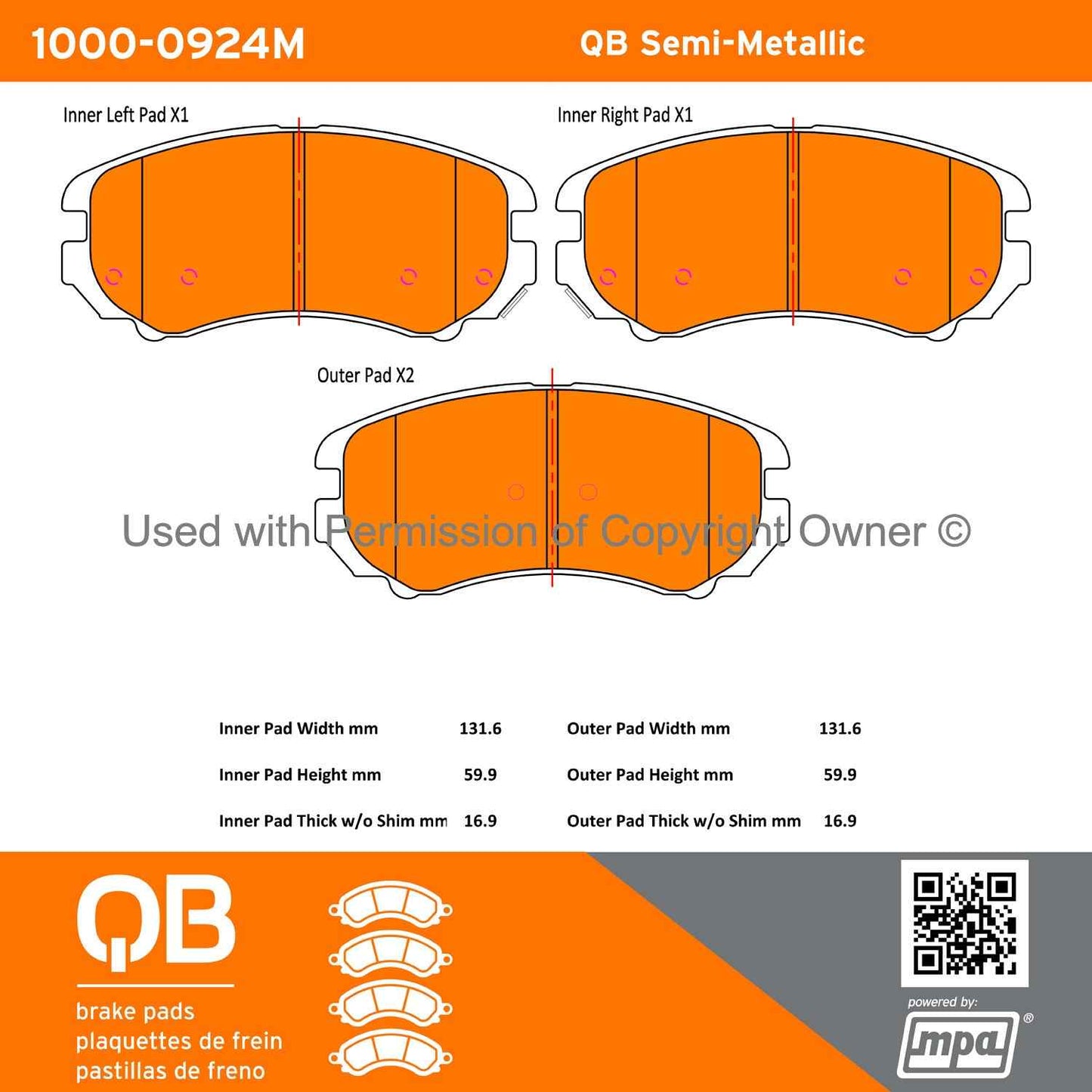 Other View of Front Disc Brake Pad Set MPA 1000-0924M