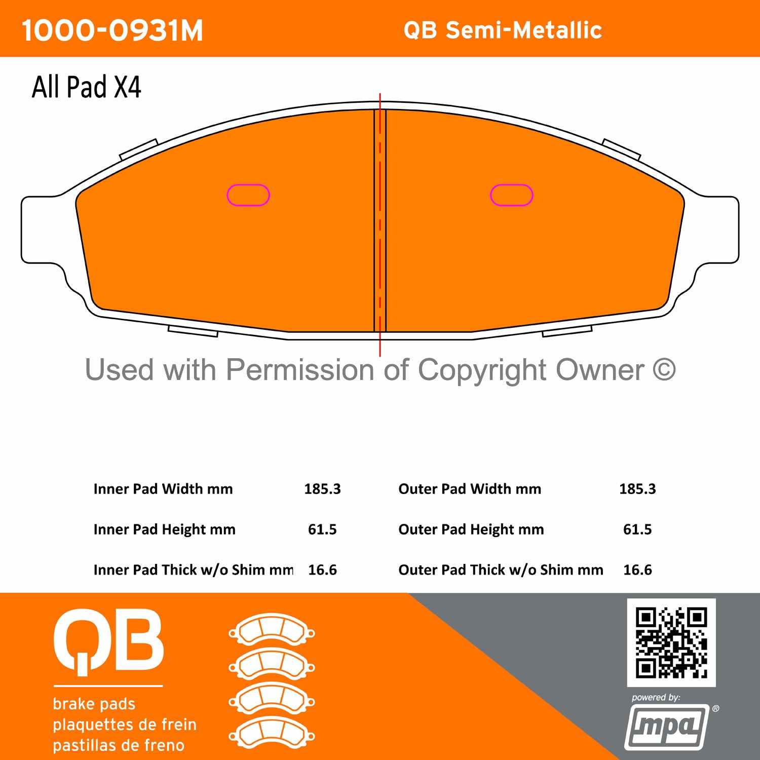 Other View of Front Disc Brake Pad Set MPA 1000-0931M