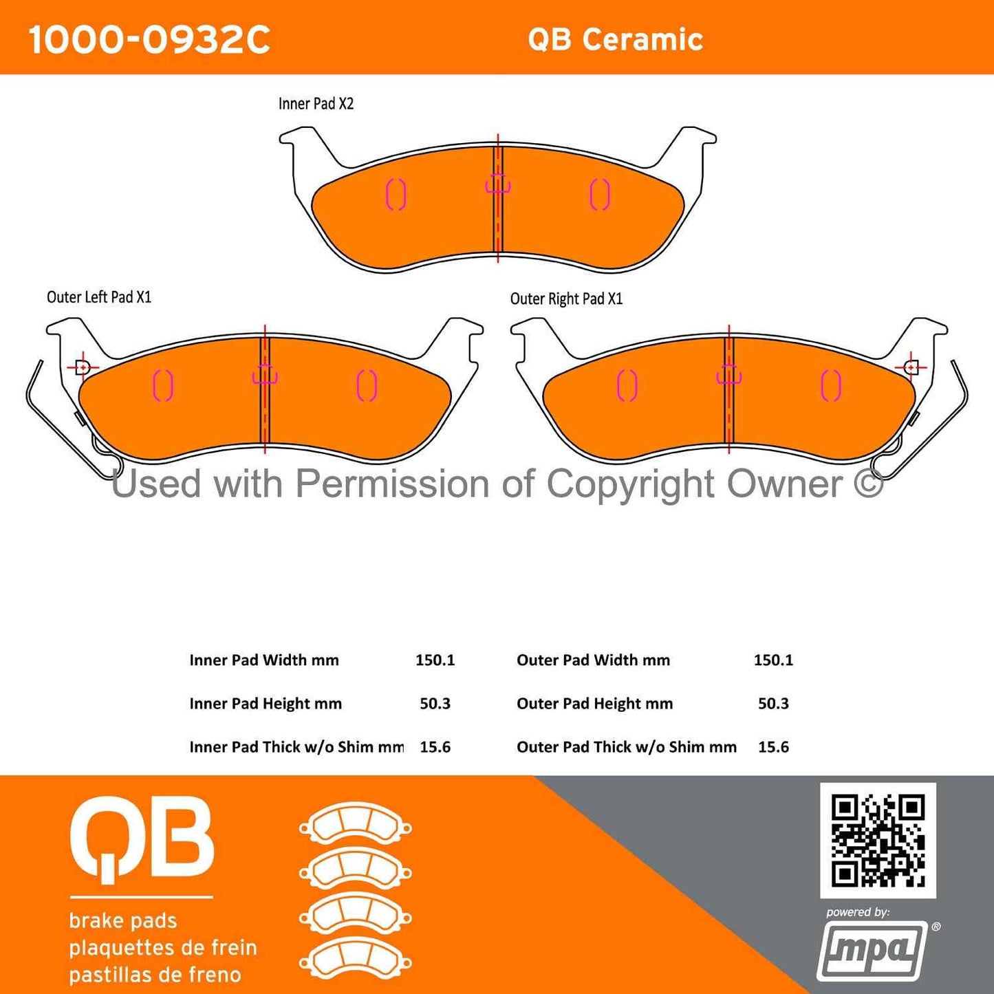 Other View of Rear Disc Brake Pad Set MPA 1000-0932C