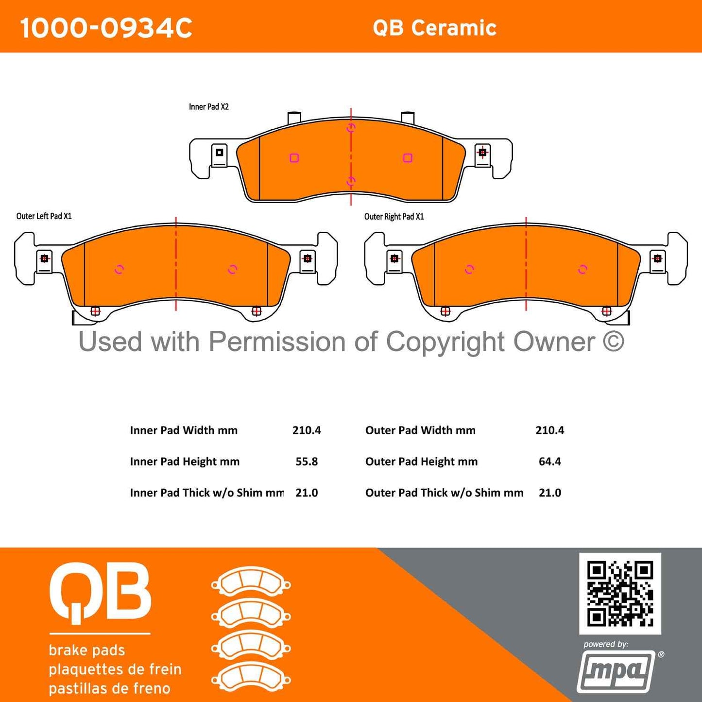 Other View of Front Disc Brake Pad Set MPA 1000-0934C