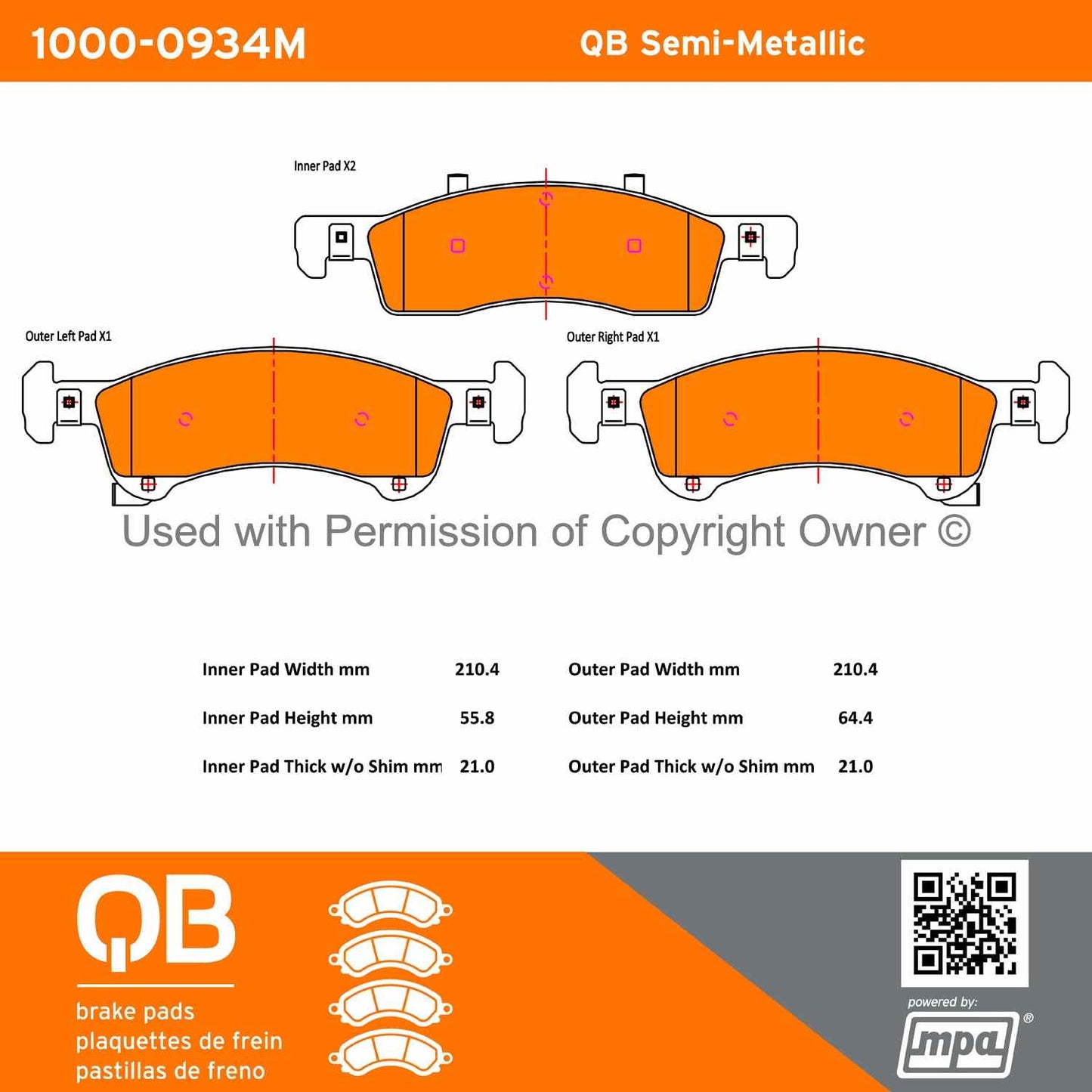 Other View of Front Disc Brake Pad Set MPA 1000-0934M