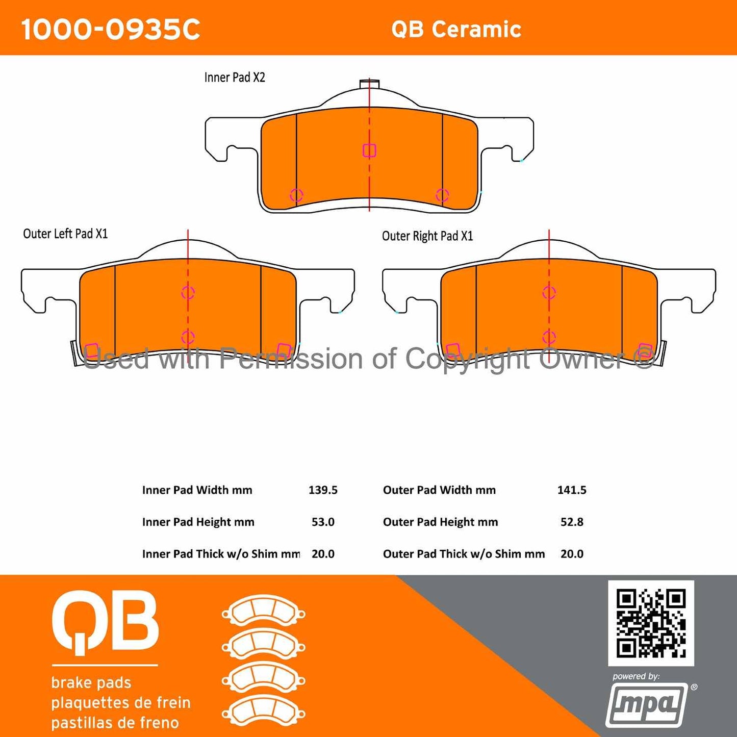 Other View of Rear Disc Brake Pad Set MPA 1000-0935C