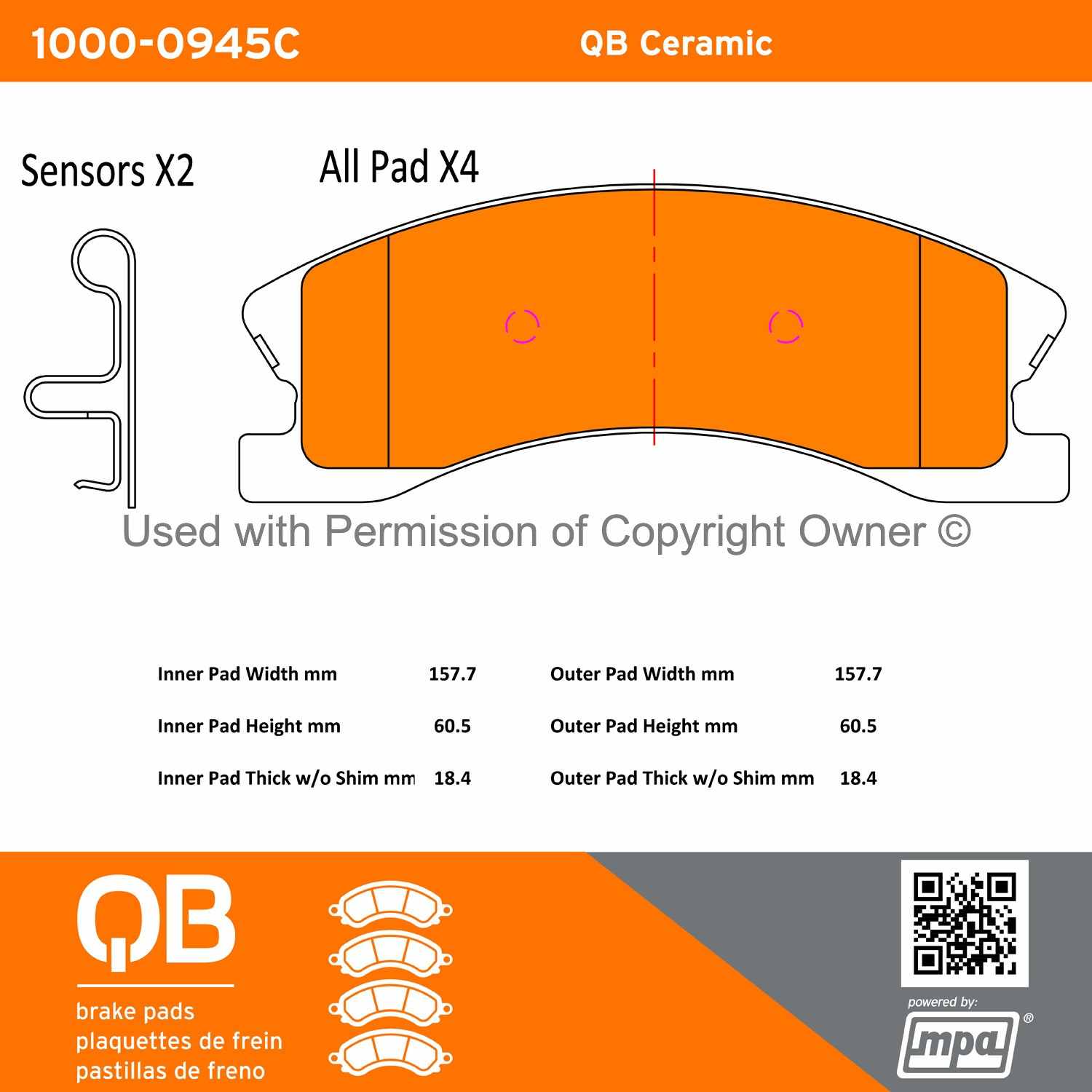 Other View of Front Disc Brake Pad Set MPA 1000-0945C