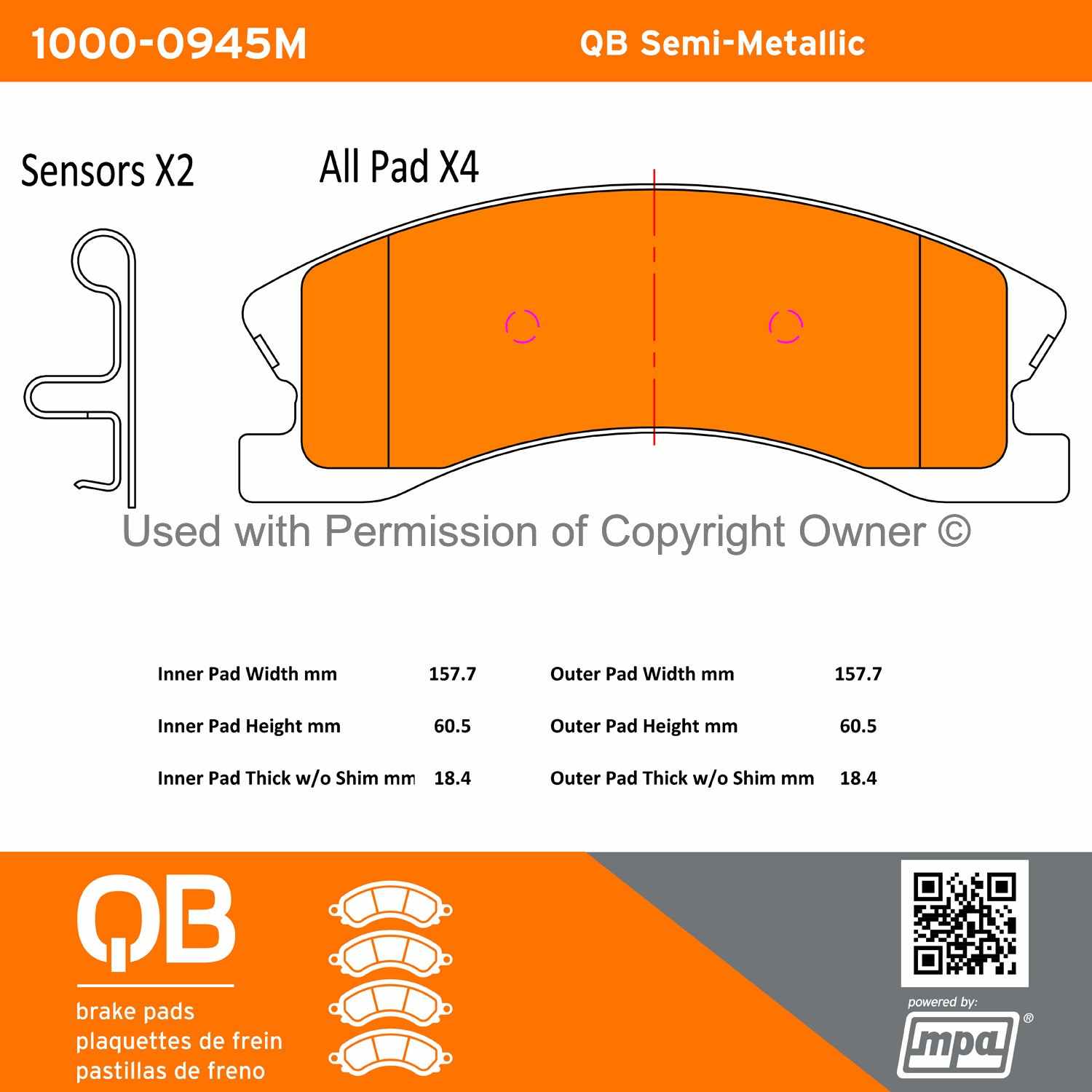 Other View of Front Disc Brake Pad Set MPA 1000-0945M