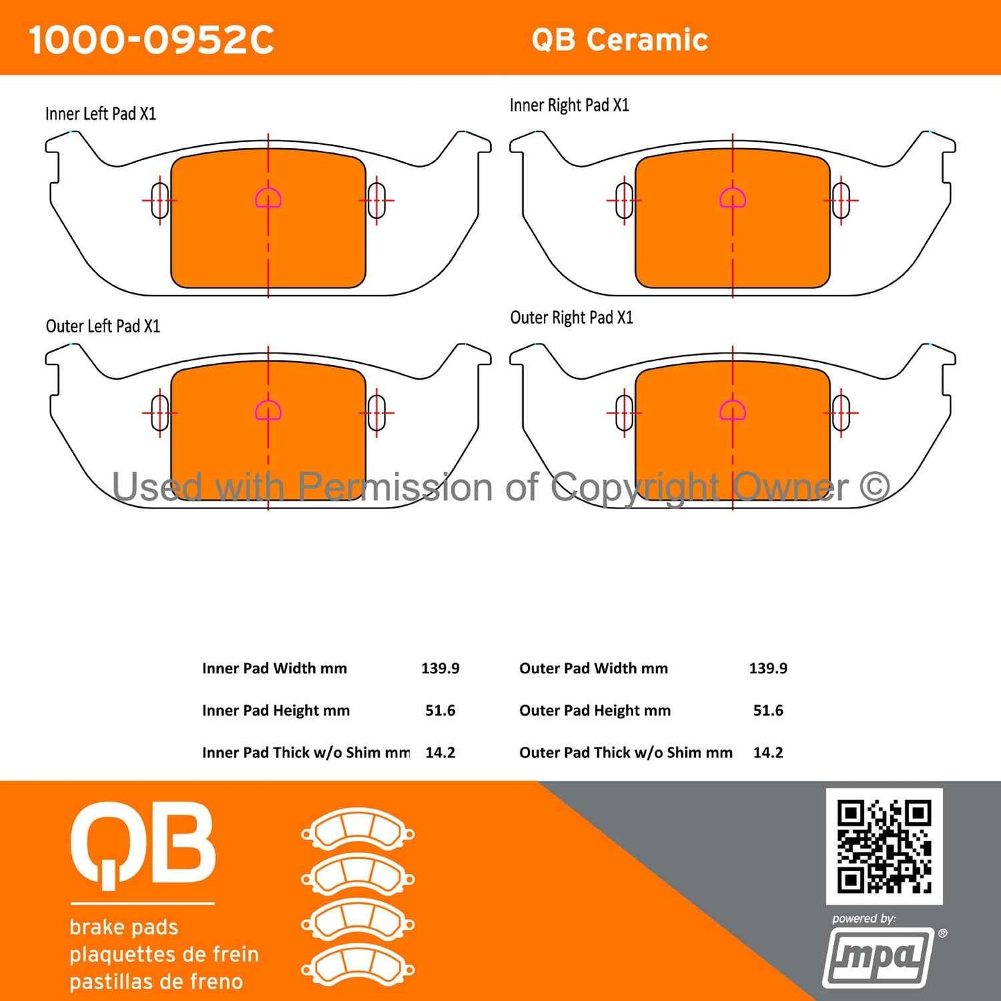 Other View of Rear Disc Brake Pad Set MPA 1000-0952C