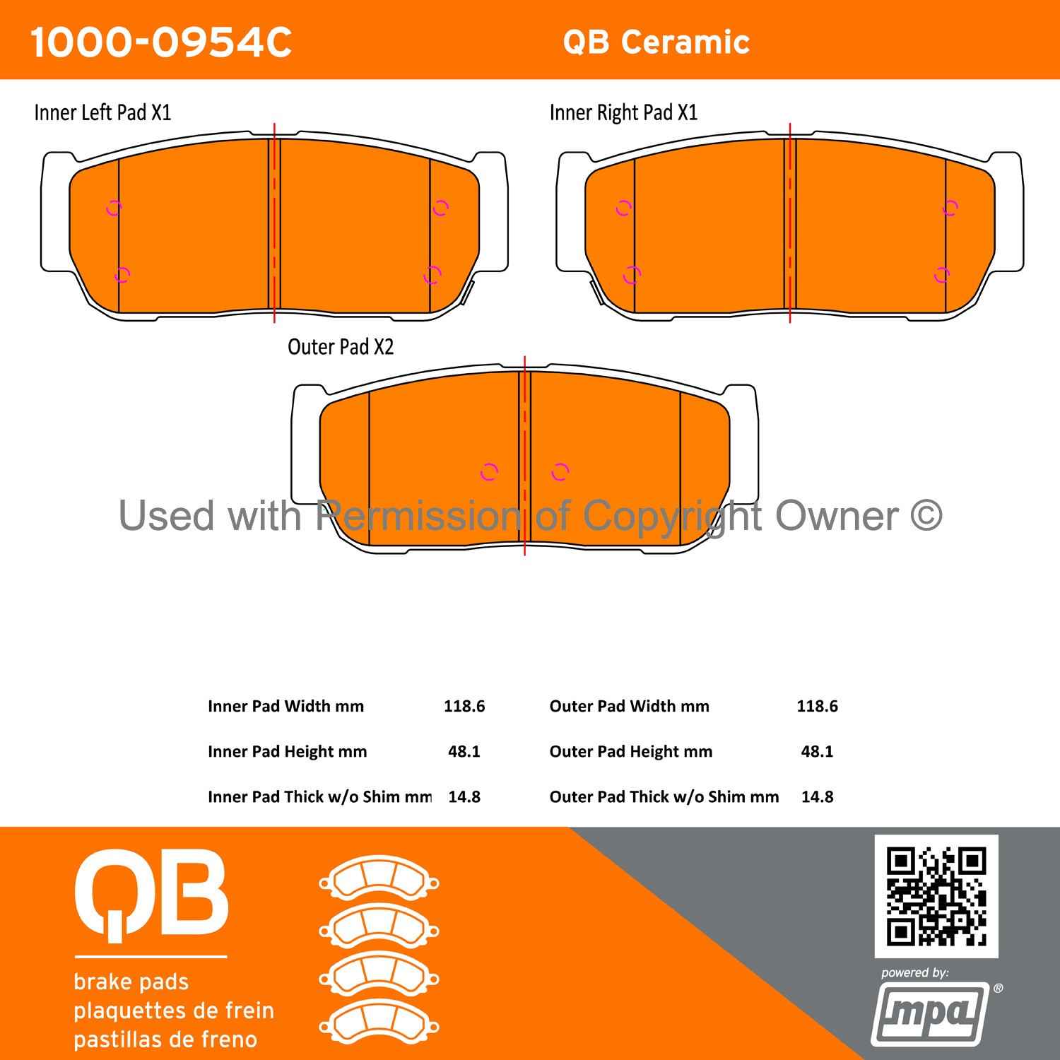 Other View of Rear Disc Brake Pad Set MPA 1000-0954C