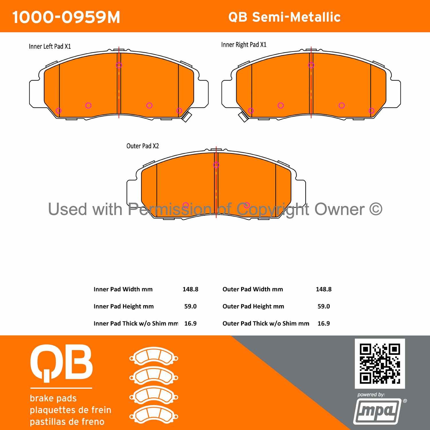 Other View of Front Disc Brake Pad Set MPA 1000-0959M