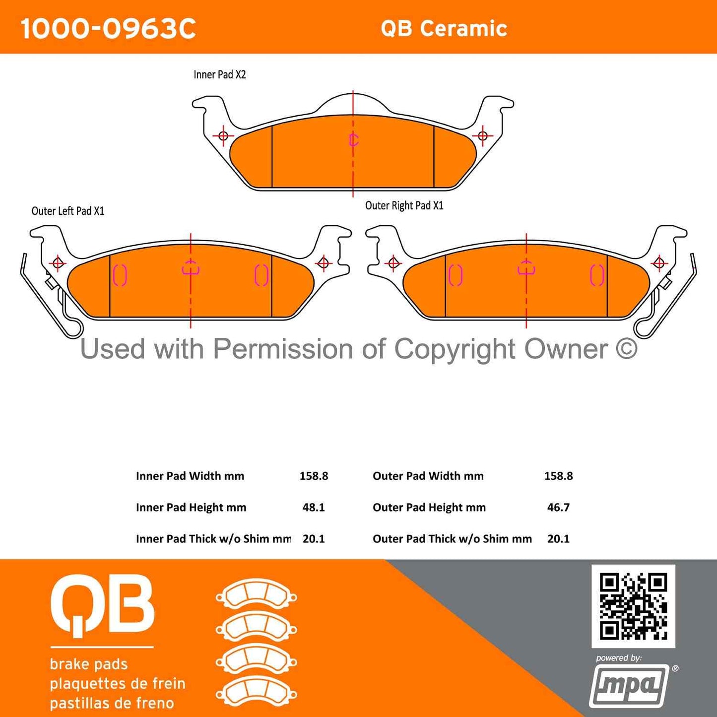 Other View of Rear Disc Brake Pad Set MPA 1000-0963C