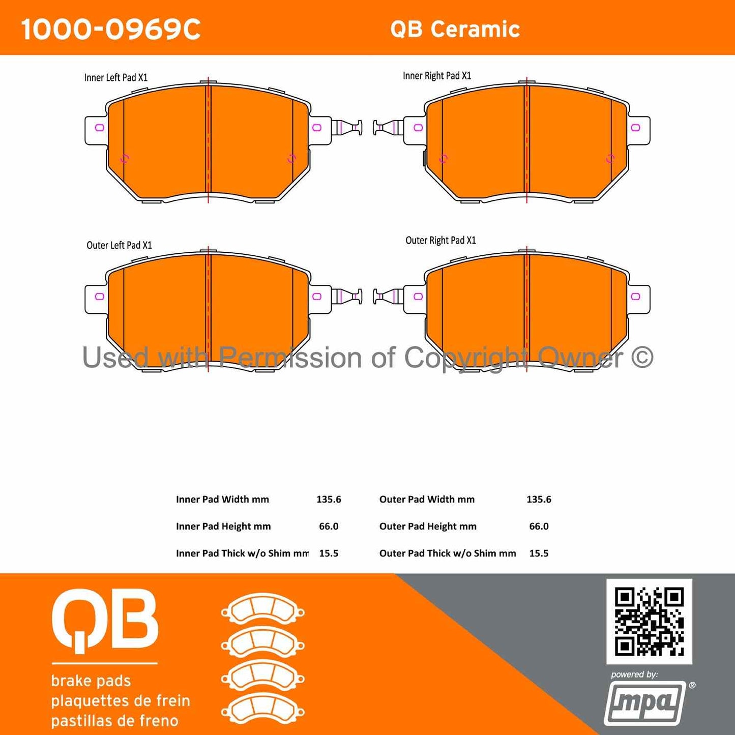 Other View of Front Disc Brake Pad Set MPA 1000-0969C