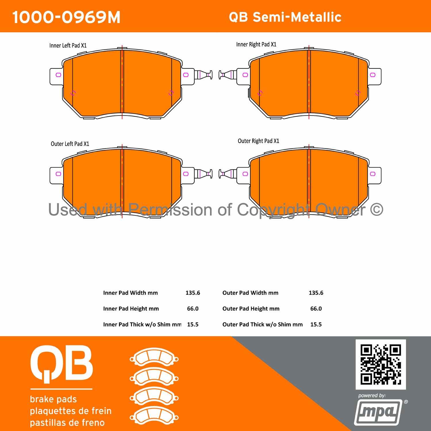 Other View of Front Disc Brake Pad Set MPA 1000-0969M