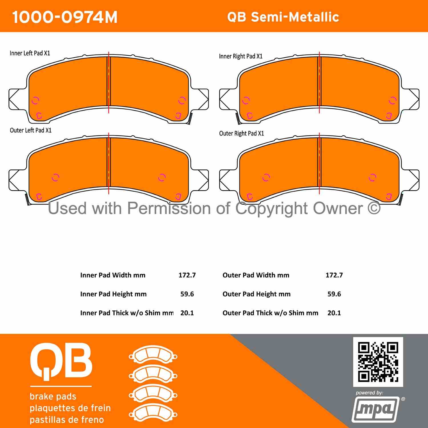 Other View of Rear Disc Brake Pad Set MPA 1000-0974M