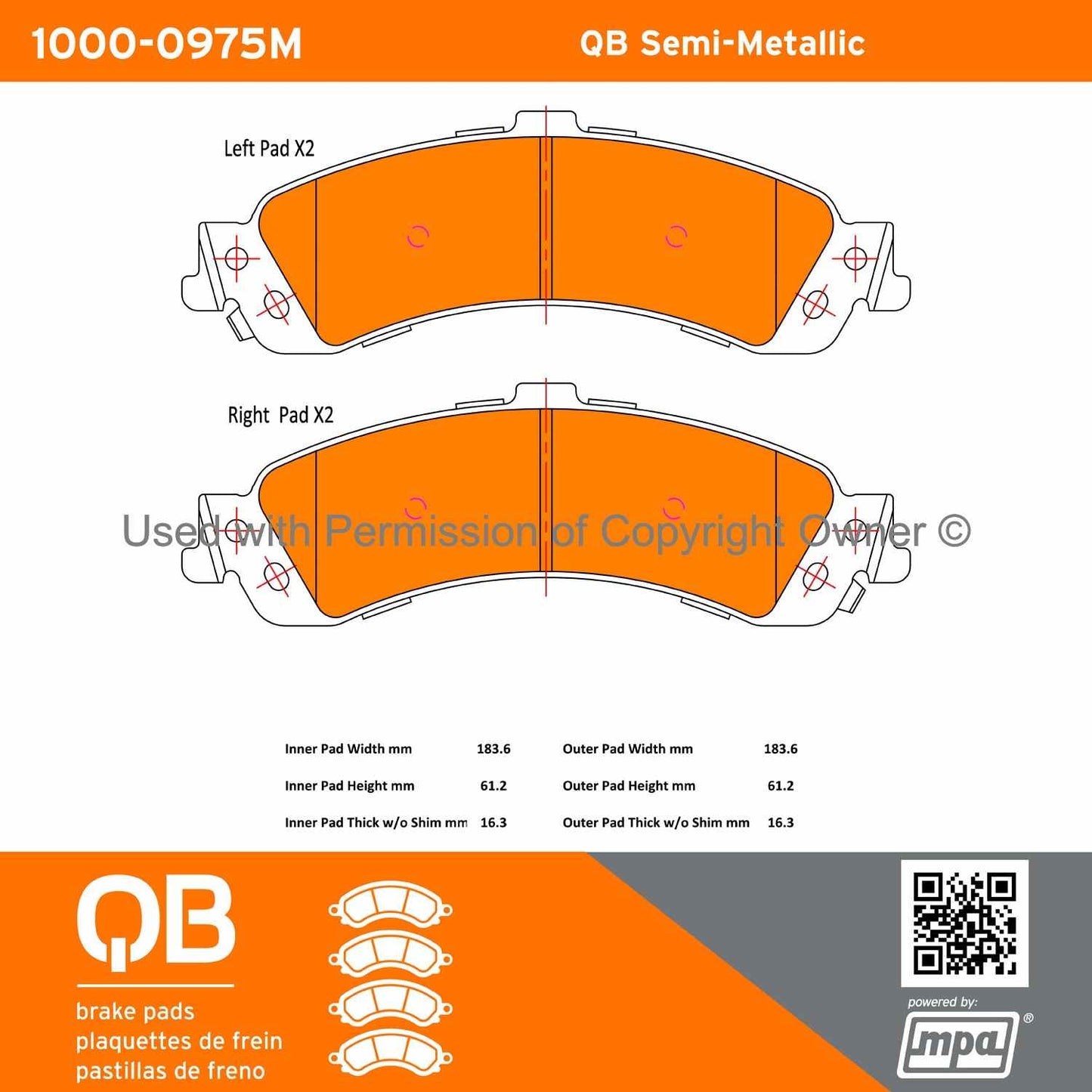 Other View of Rear Disc Brake Pad Set MPA 1000-0975M