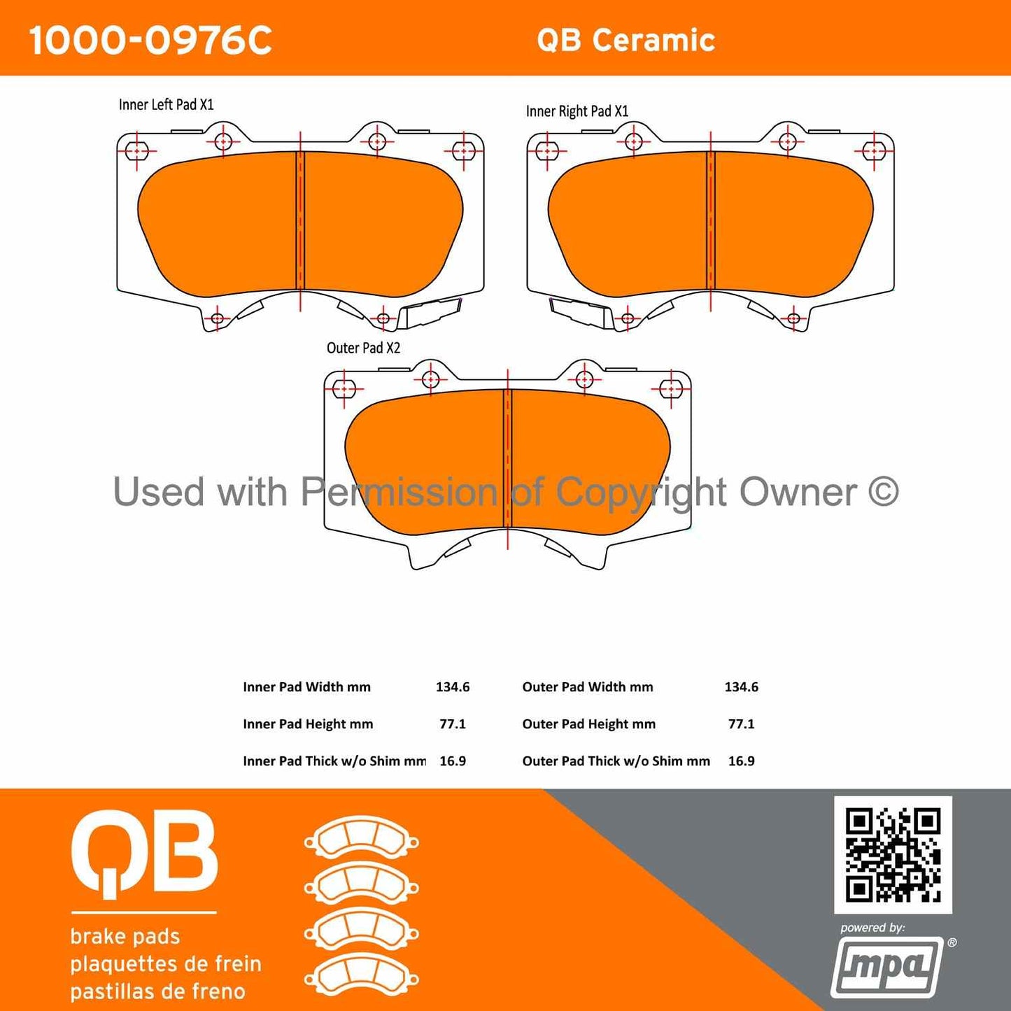 Other View of Front Disc Brake Pad Set MPA 1000-0976C