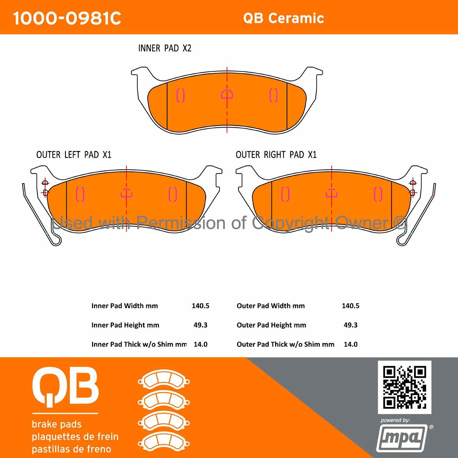 Other View of Rear Disc Brake Pad Set MPA 1000-0981C