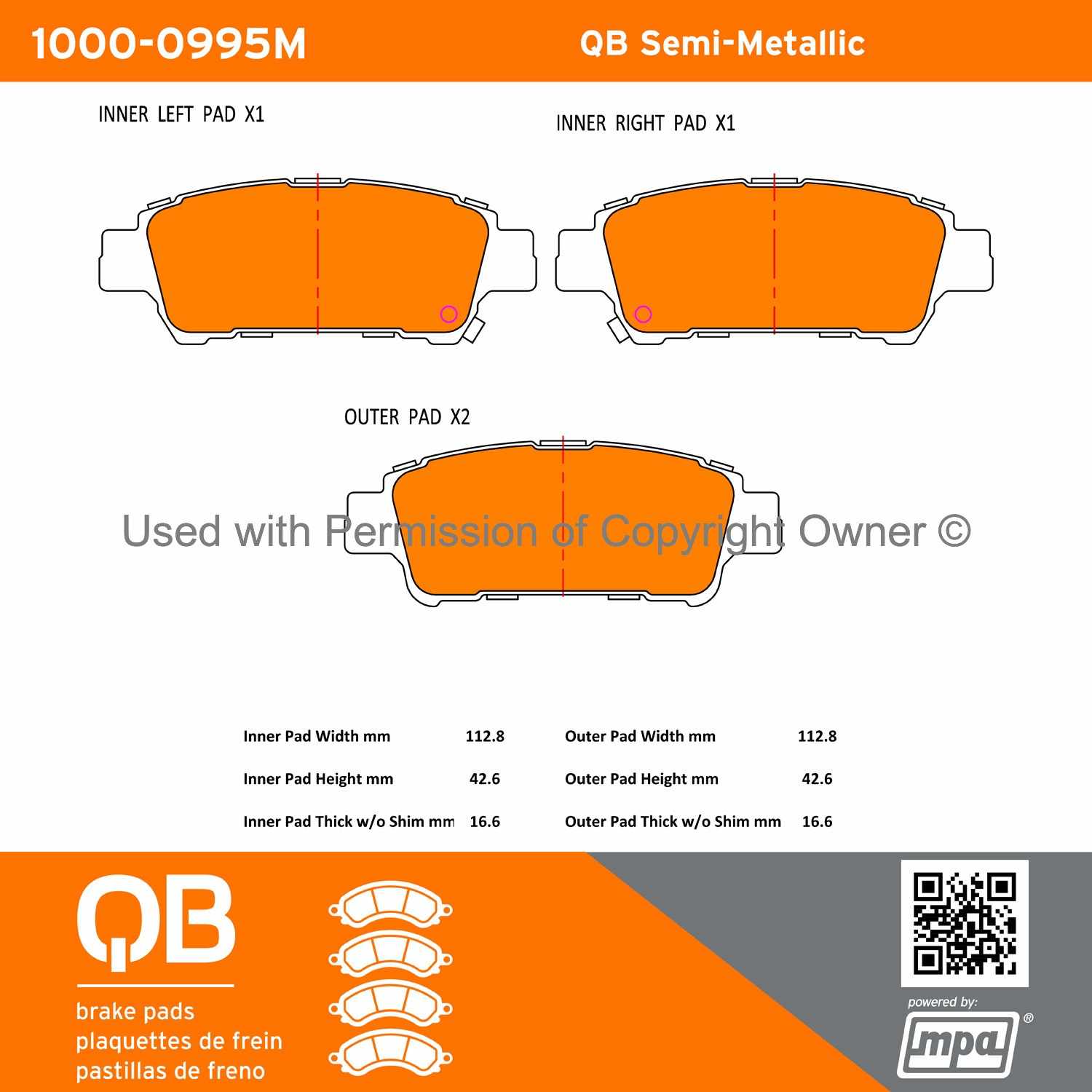 Other View of Rear Disc Brake Pad Set MPA 1000-0995M