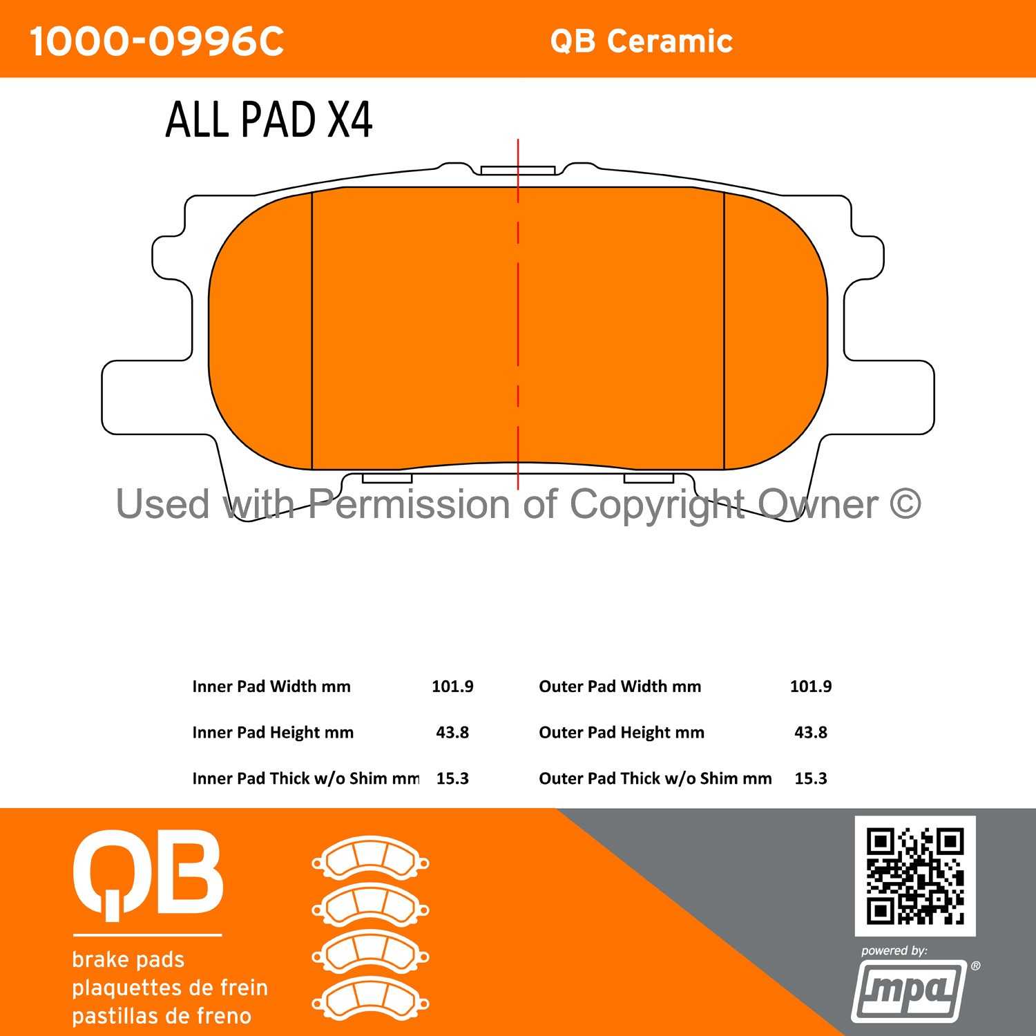 Other View of Rear Disc Brake Pad Set MPA 1000-0996C