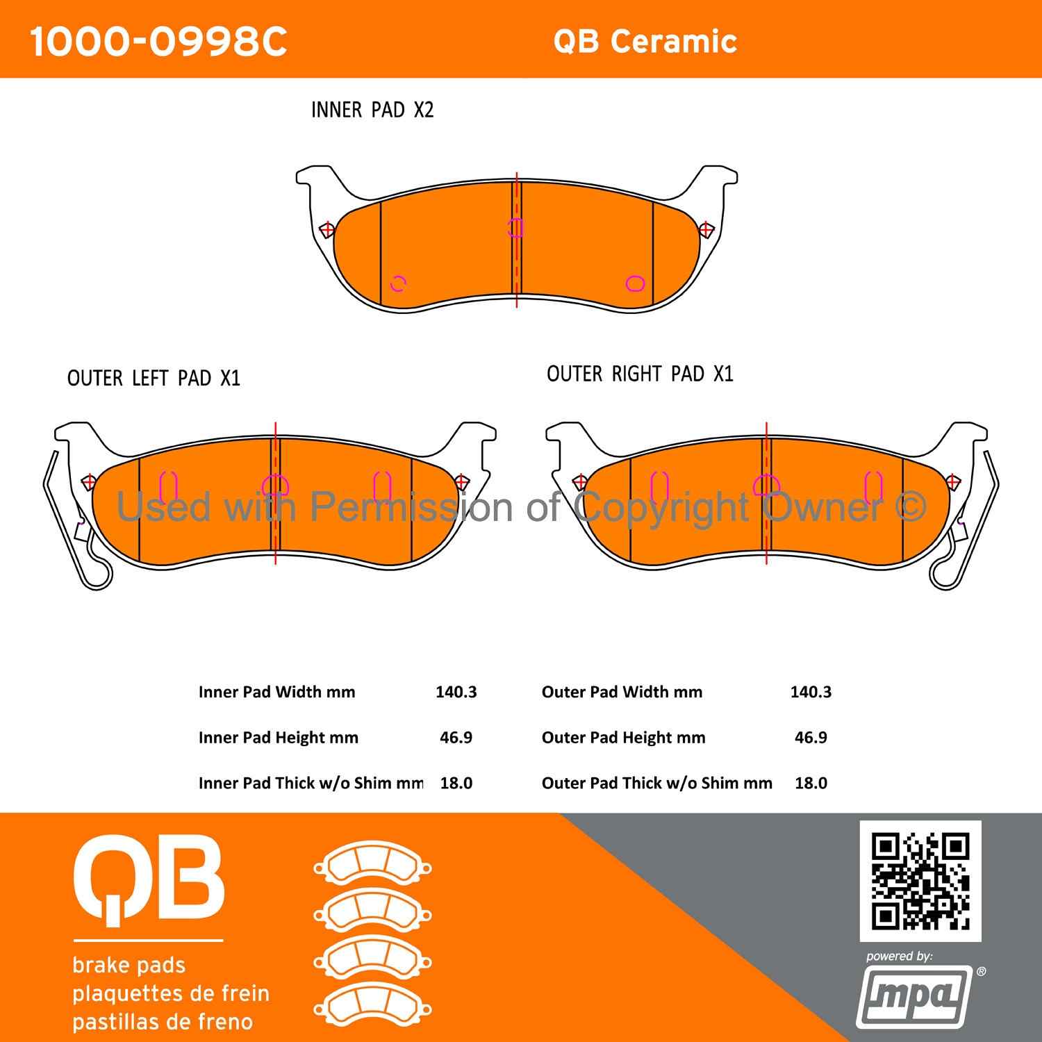 Other View of Rear Disc Brake Pad Set MPA 1000-0998C