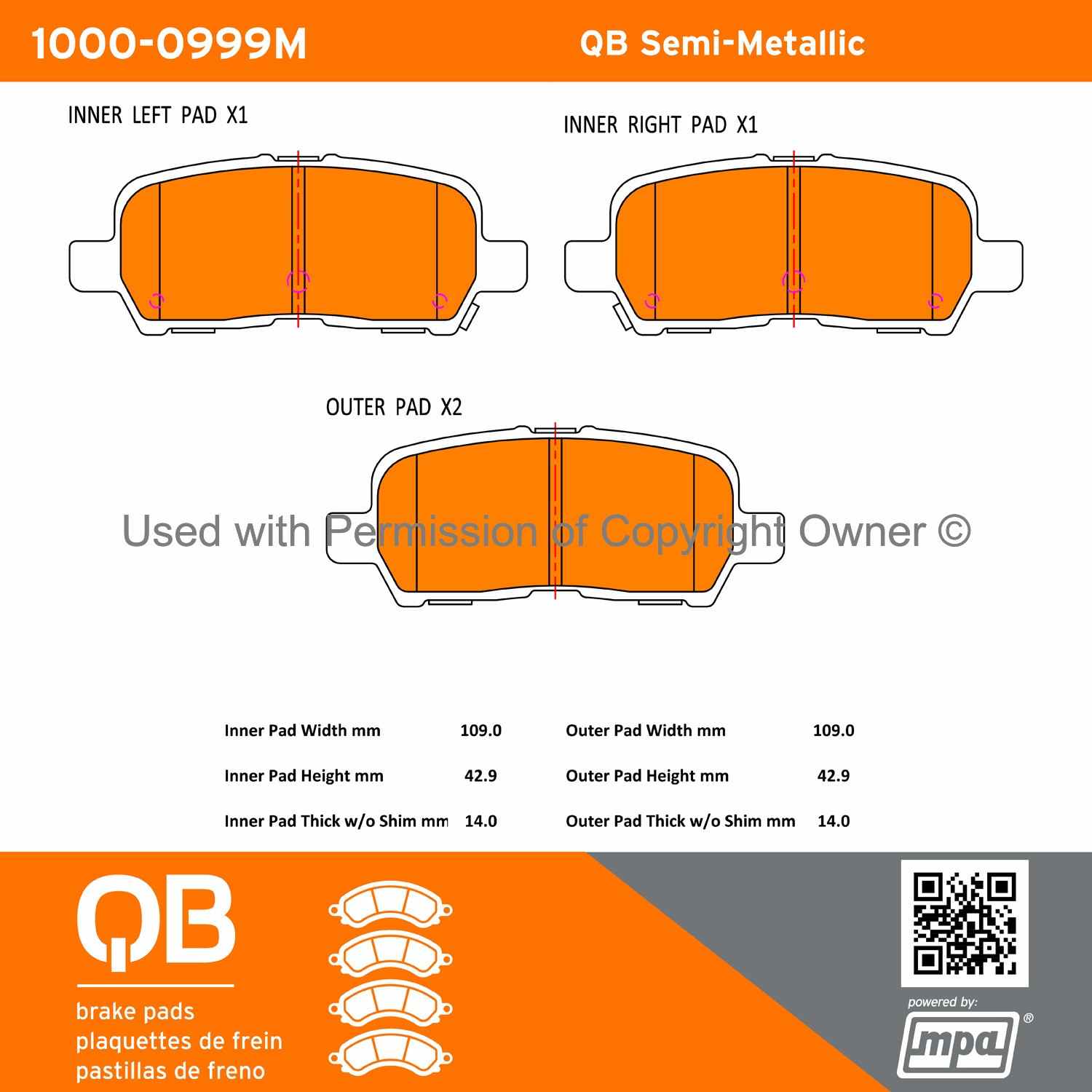 Other View of Rear Disc Brake Pad Set MPA 1000-0999M